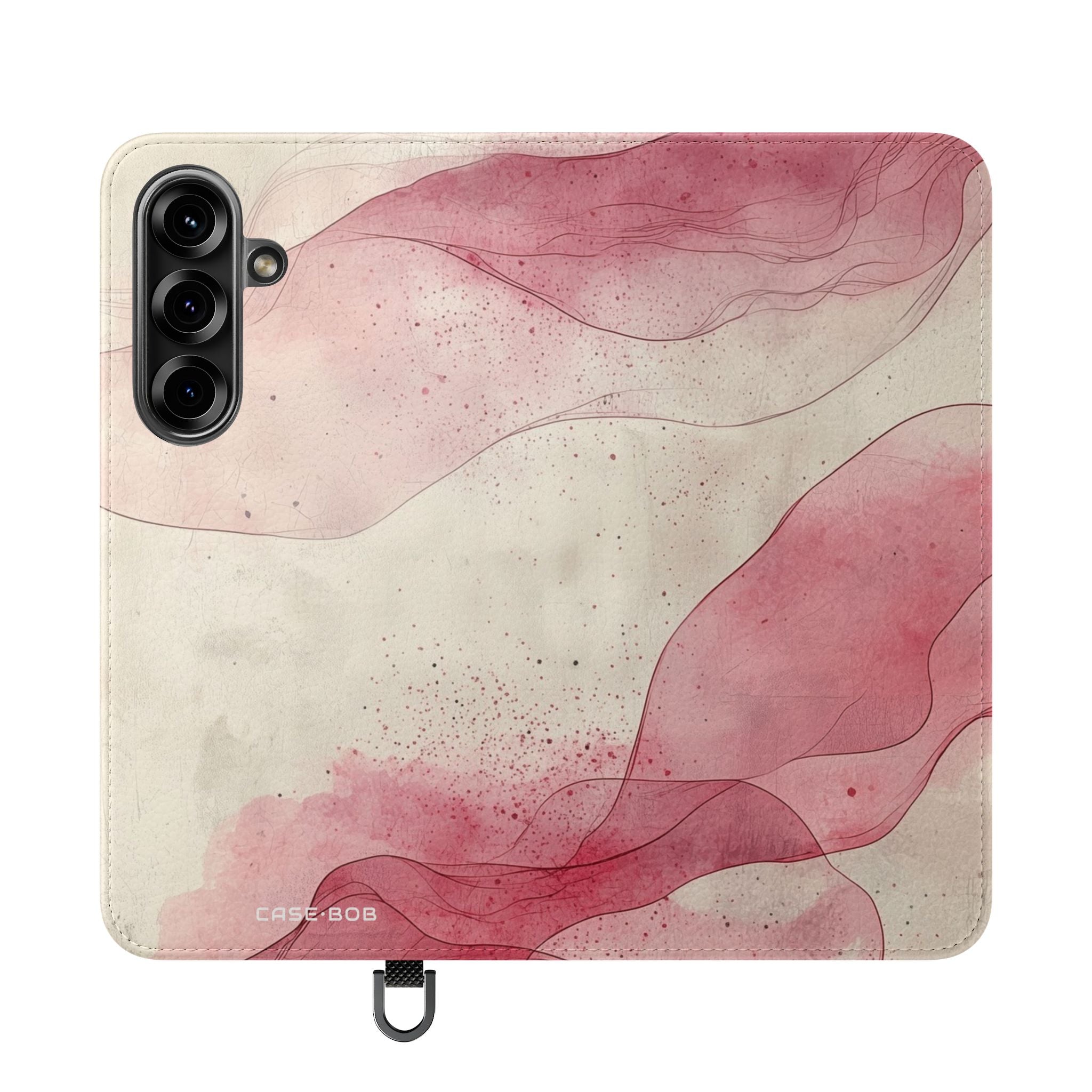 Crimson Ribbon Waves - Samsung S25 Case - Portemonnee