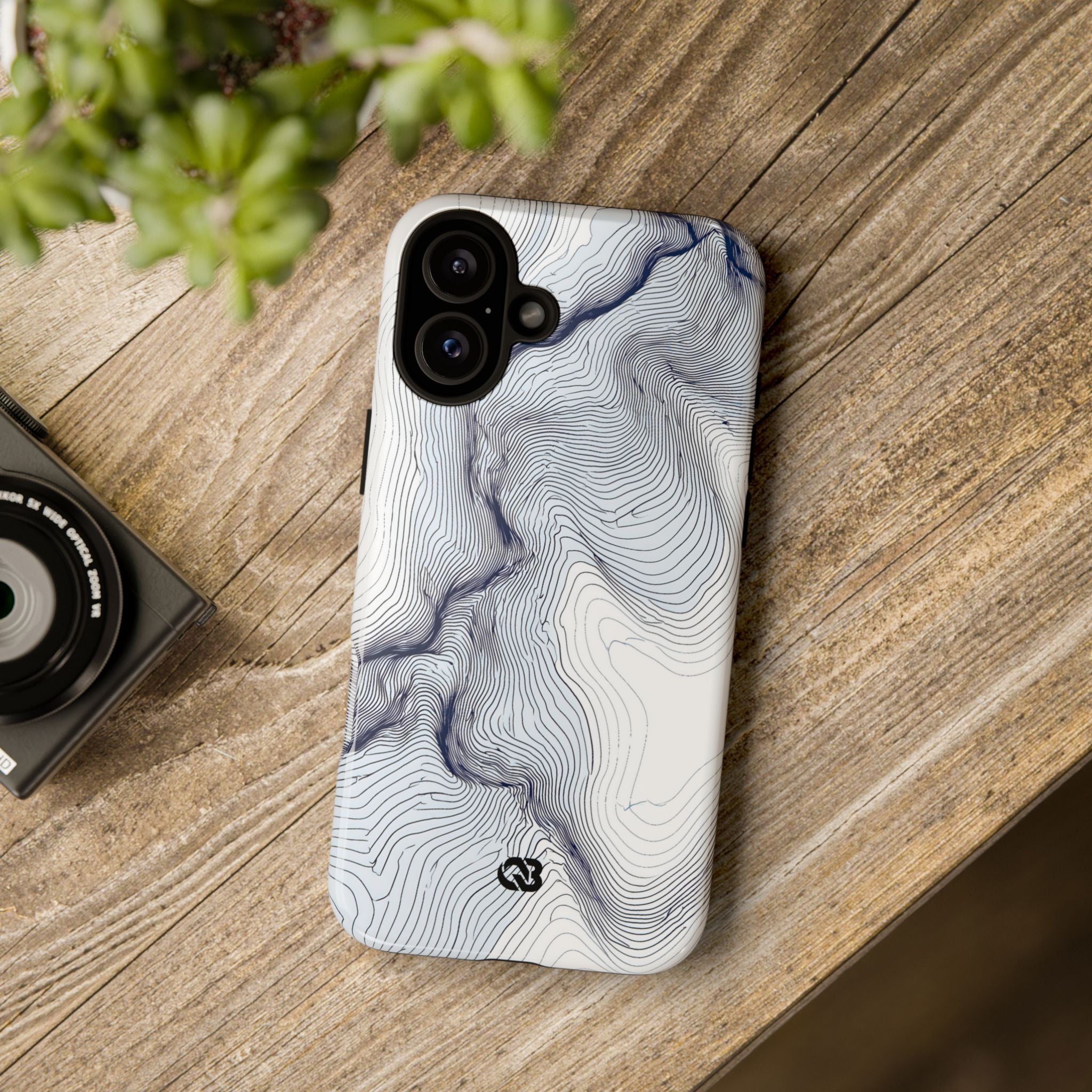 White Tough Phone Case for iPhone - Nordic Ridge Topo
