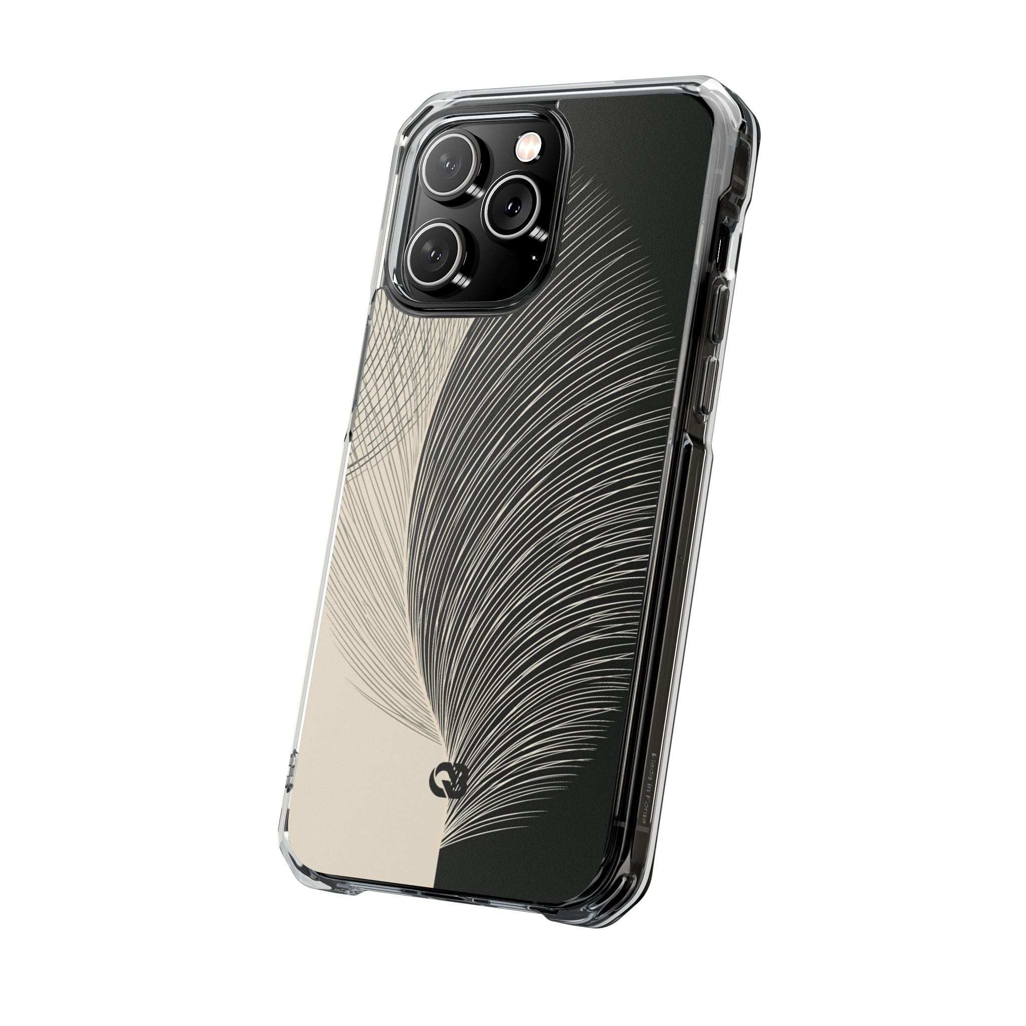 Beige Impact MagSafe Phone Case for iPhone - Obsidian Cream Plume