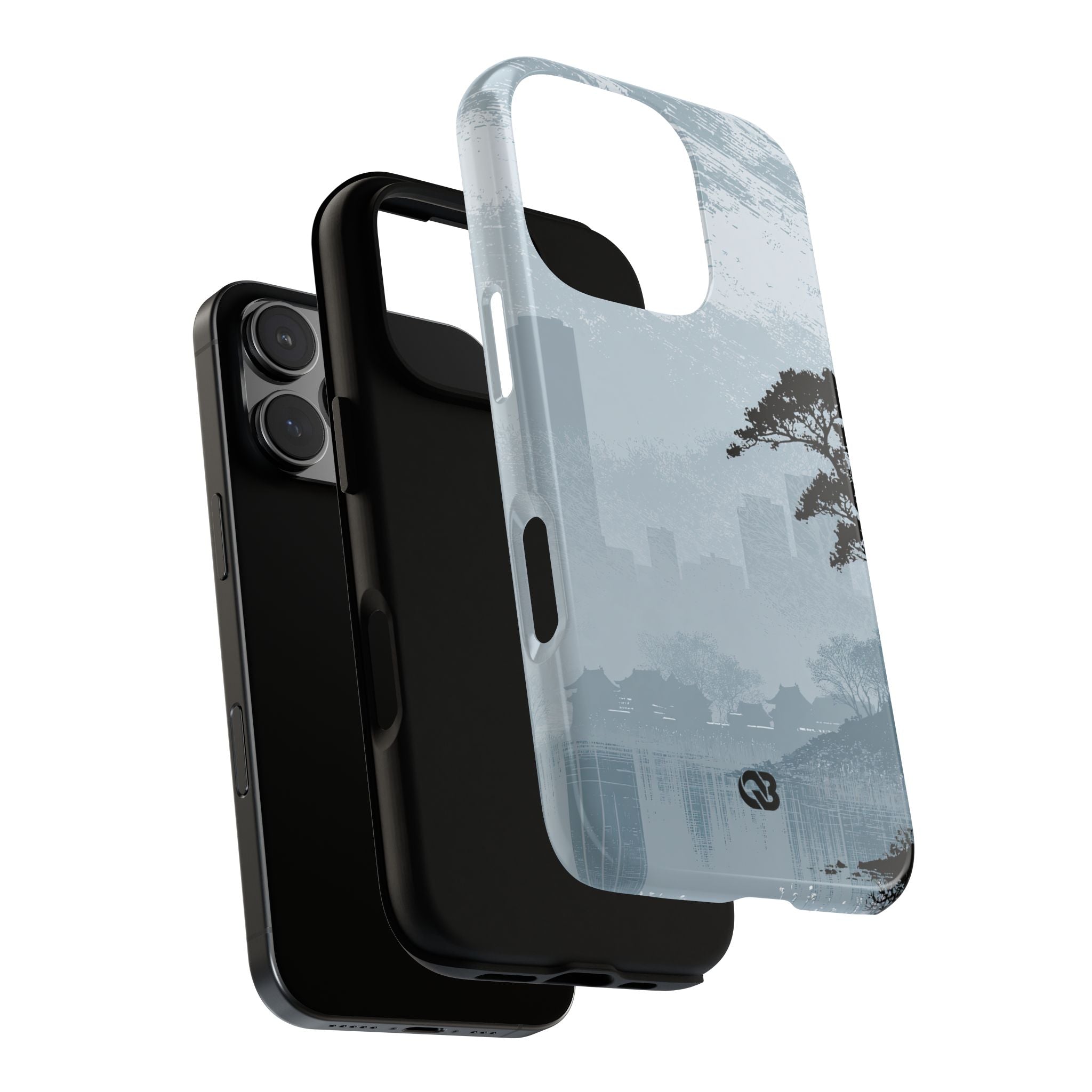 Grey Tough Phone Case for iPhone - Steel Slate Zen