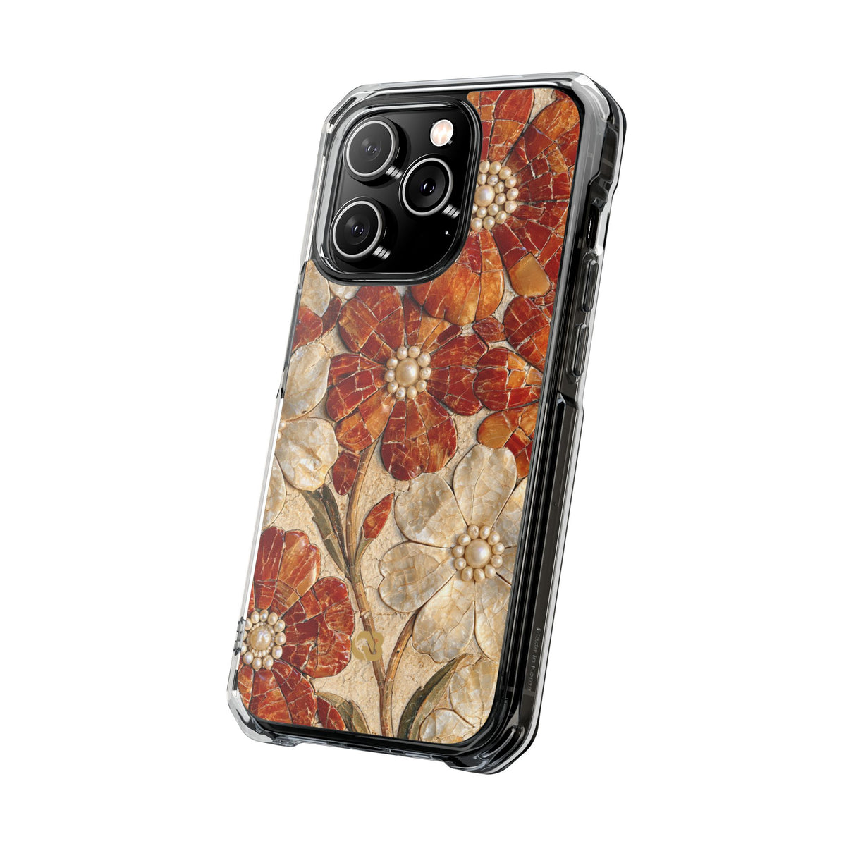 Carnelian Pearl Bloom · Clear Impact Magnetic Phone Case for iPhone · Orange