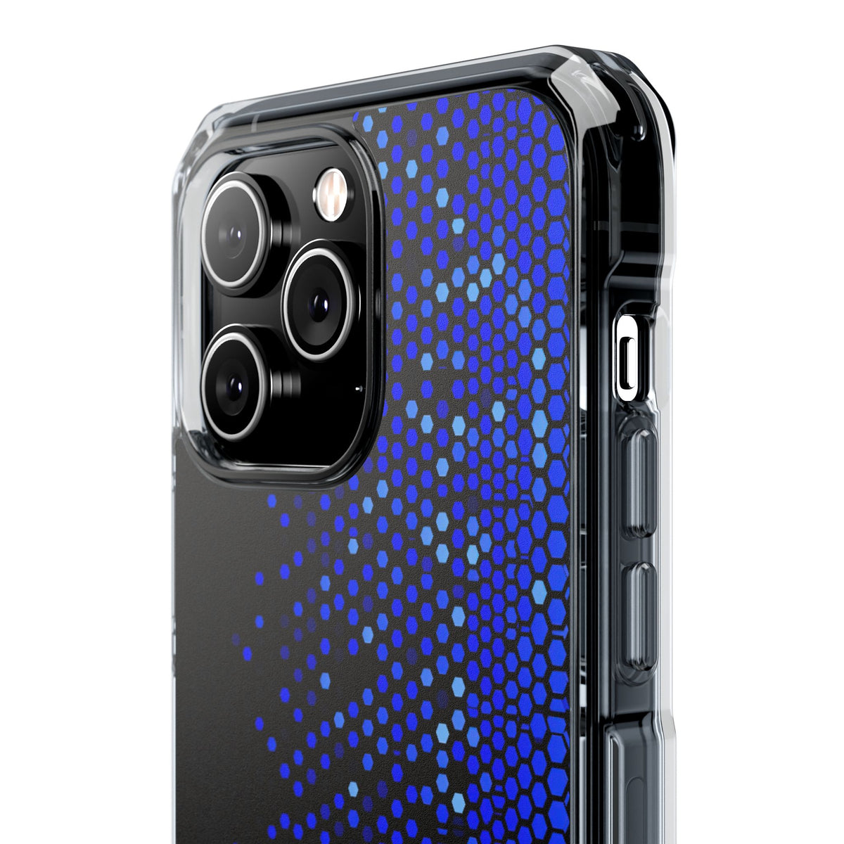 Cobalt Hex Dispersion · Clear Impact Magnetic Phone Case for iPhone · Blue