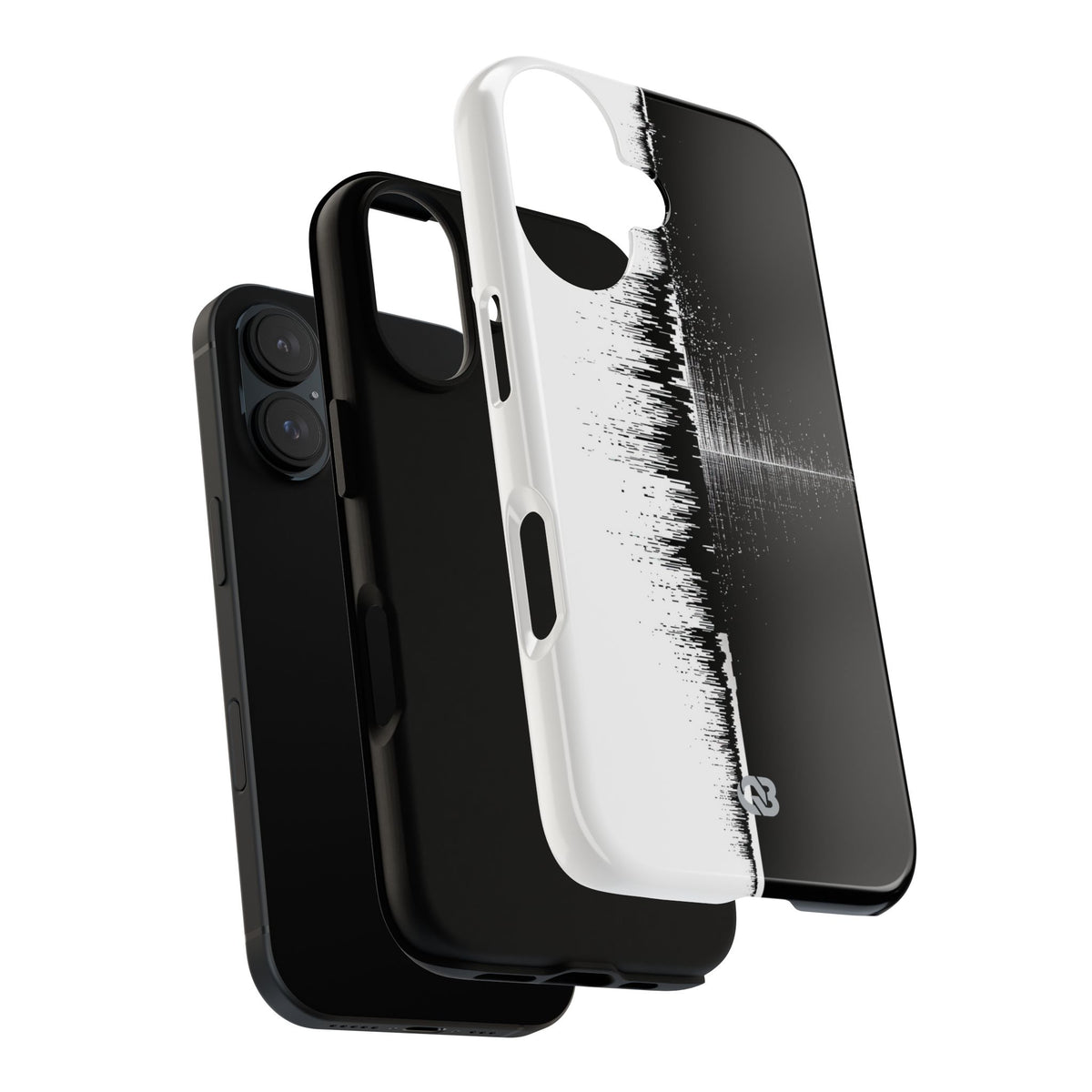 Black Tough Phone Case for iPhone - Static Signal Split