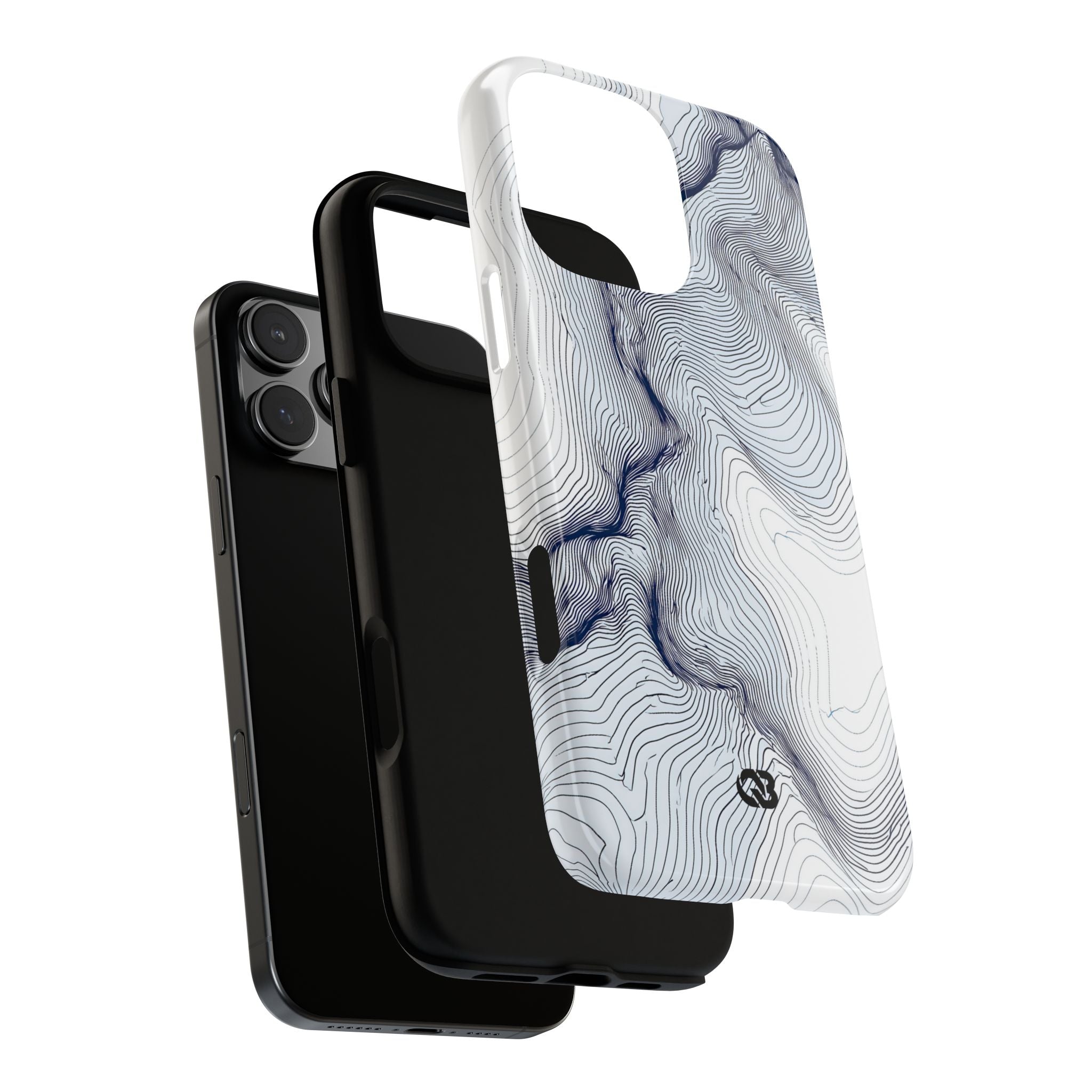 White Tough Phone Case for iPhone - Nordic Ridge Topo