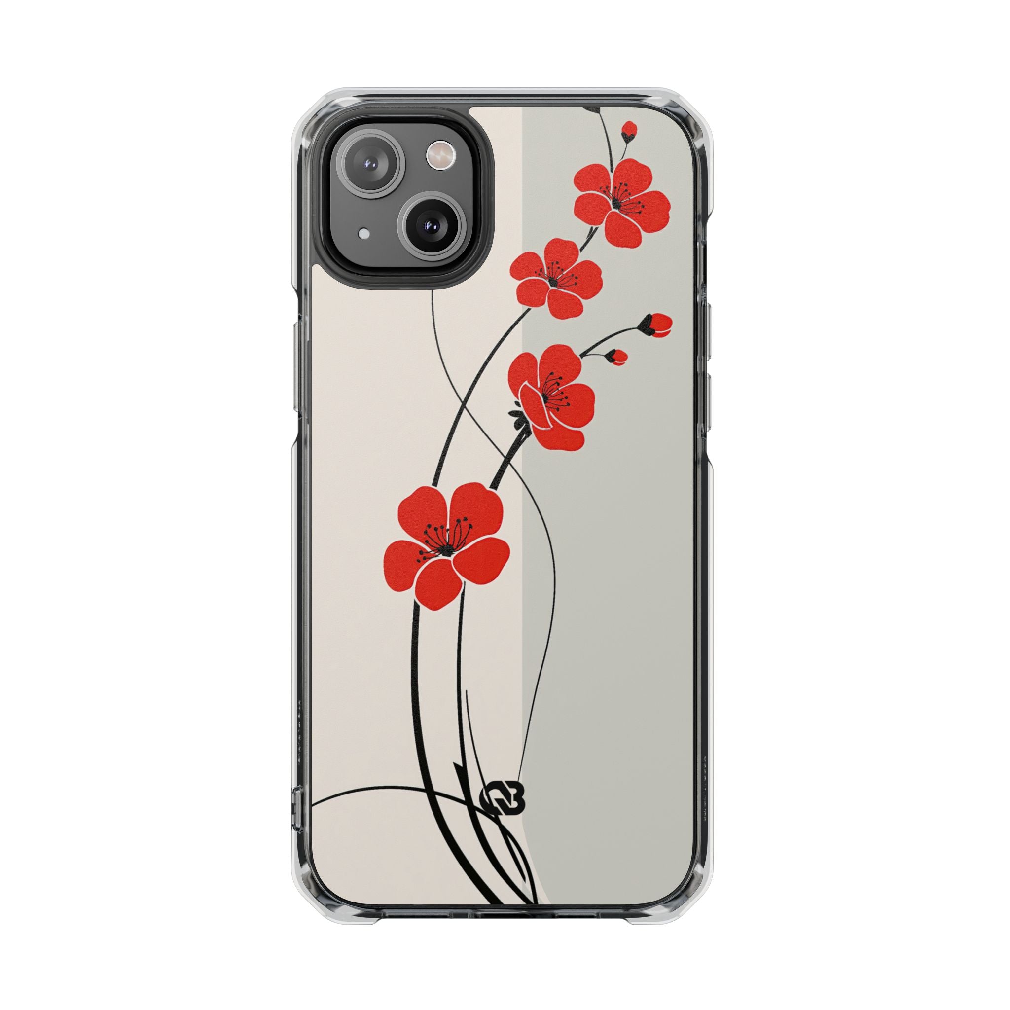 Beige Impact MagSafe Phone Case for iPhone - Scarlet Ink Petals