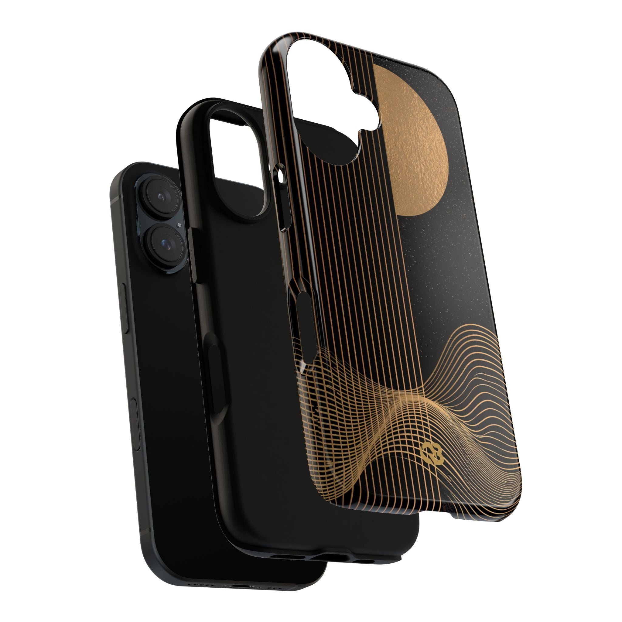 Gold Tough Phone Case for iPhone - Gilded Obsidian Dunes