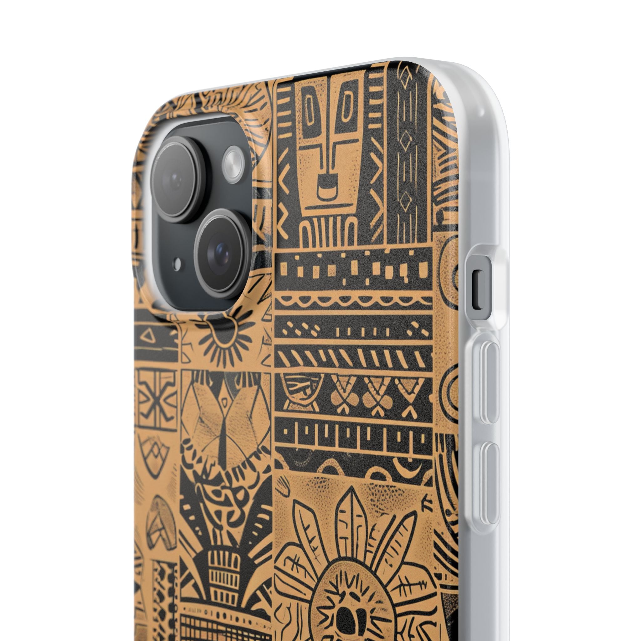 Tribal Faces iPhone 15 Plus Cover - Soft