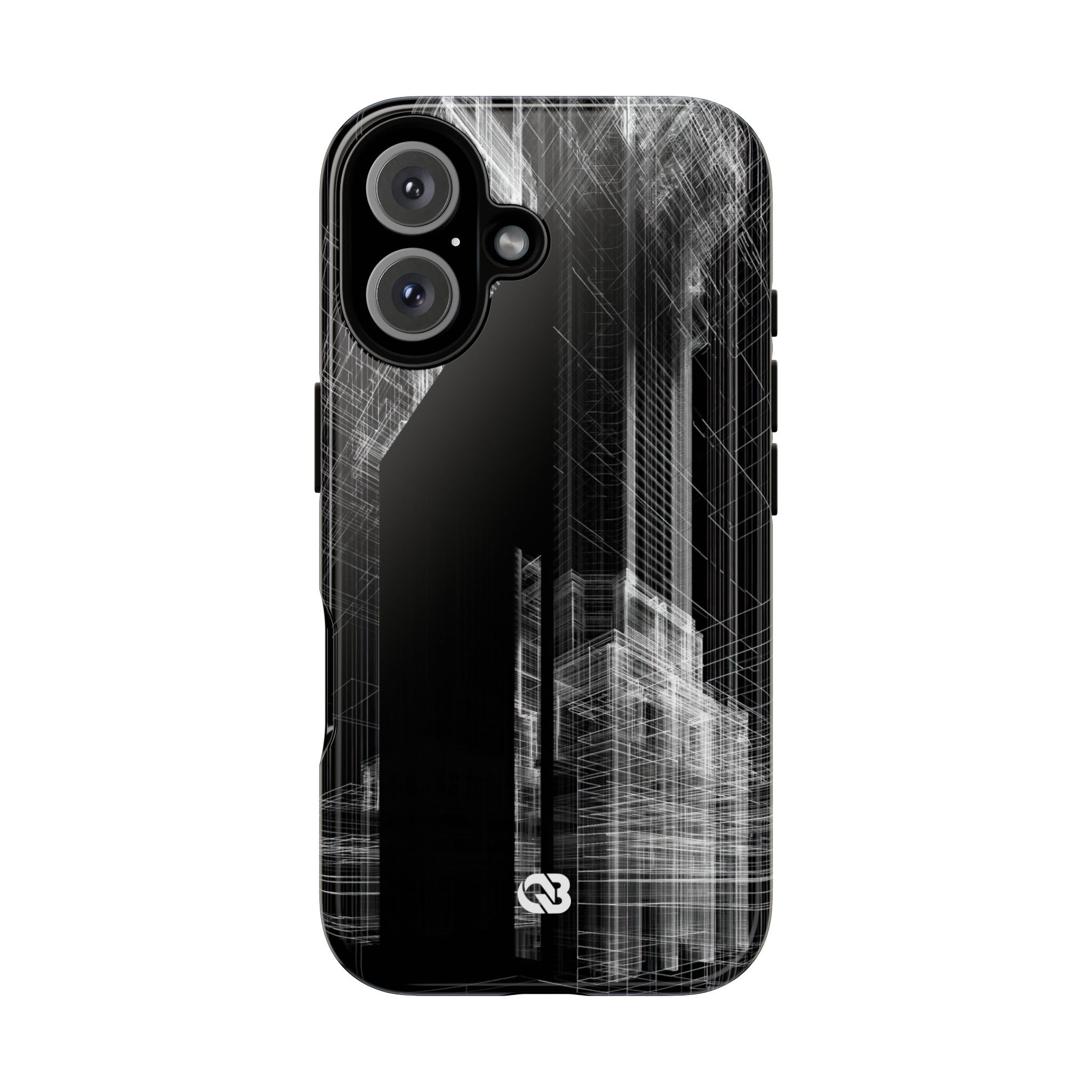 Black Tough Phone Case for iPhone - Ghost Urban Wireframe