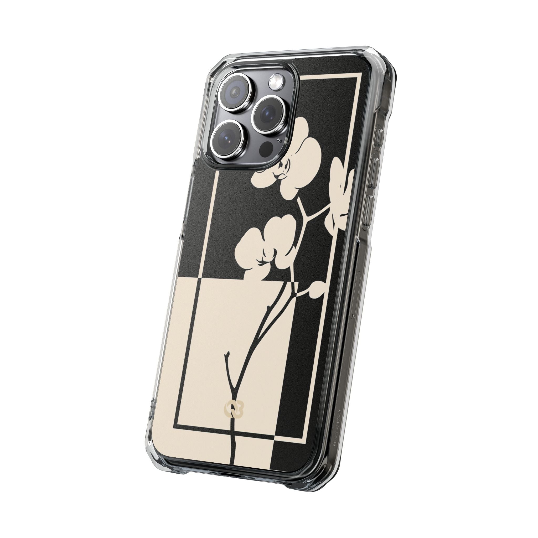 Beige Impact MagSafe Phone Case for iPhone - Nocturnal Orchid Frame