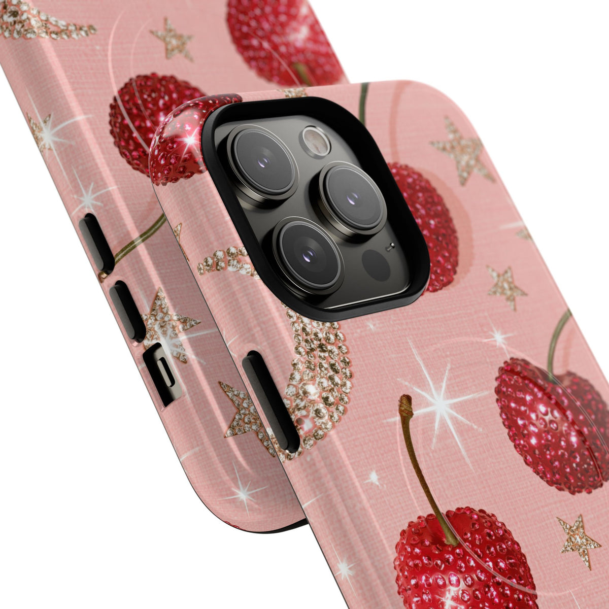 Bedazzled Ruby Cherries · Tough 2.0 Magnetic Phone Case for iPhone · Pink