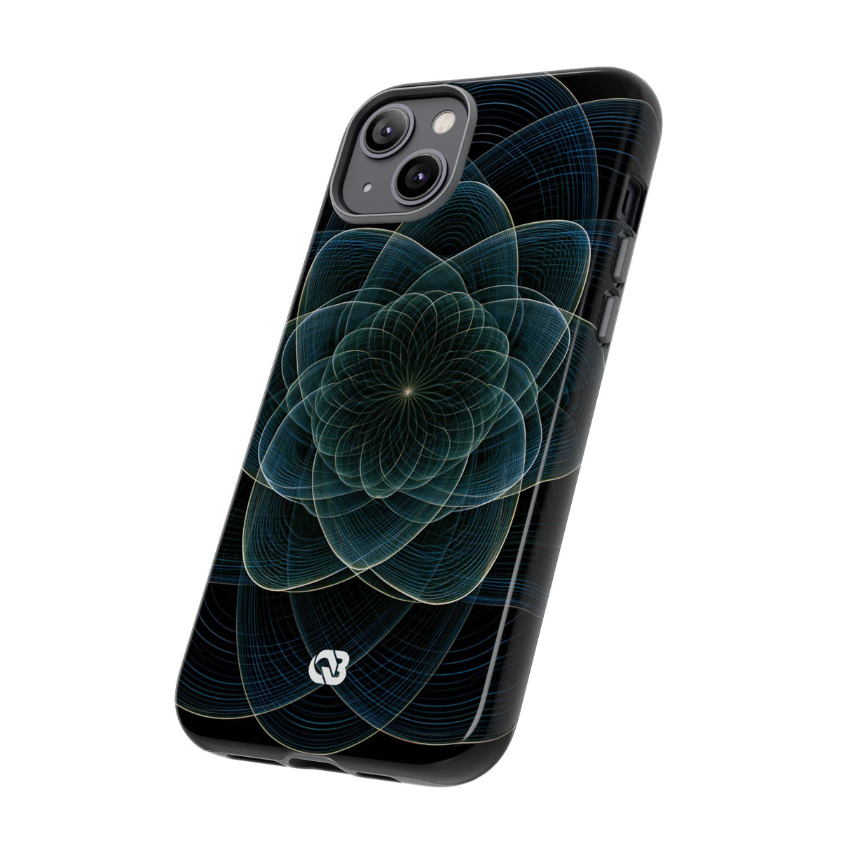 Blue Tough Phone Case for iPhone - Celestial Wireframe Bloom