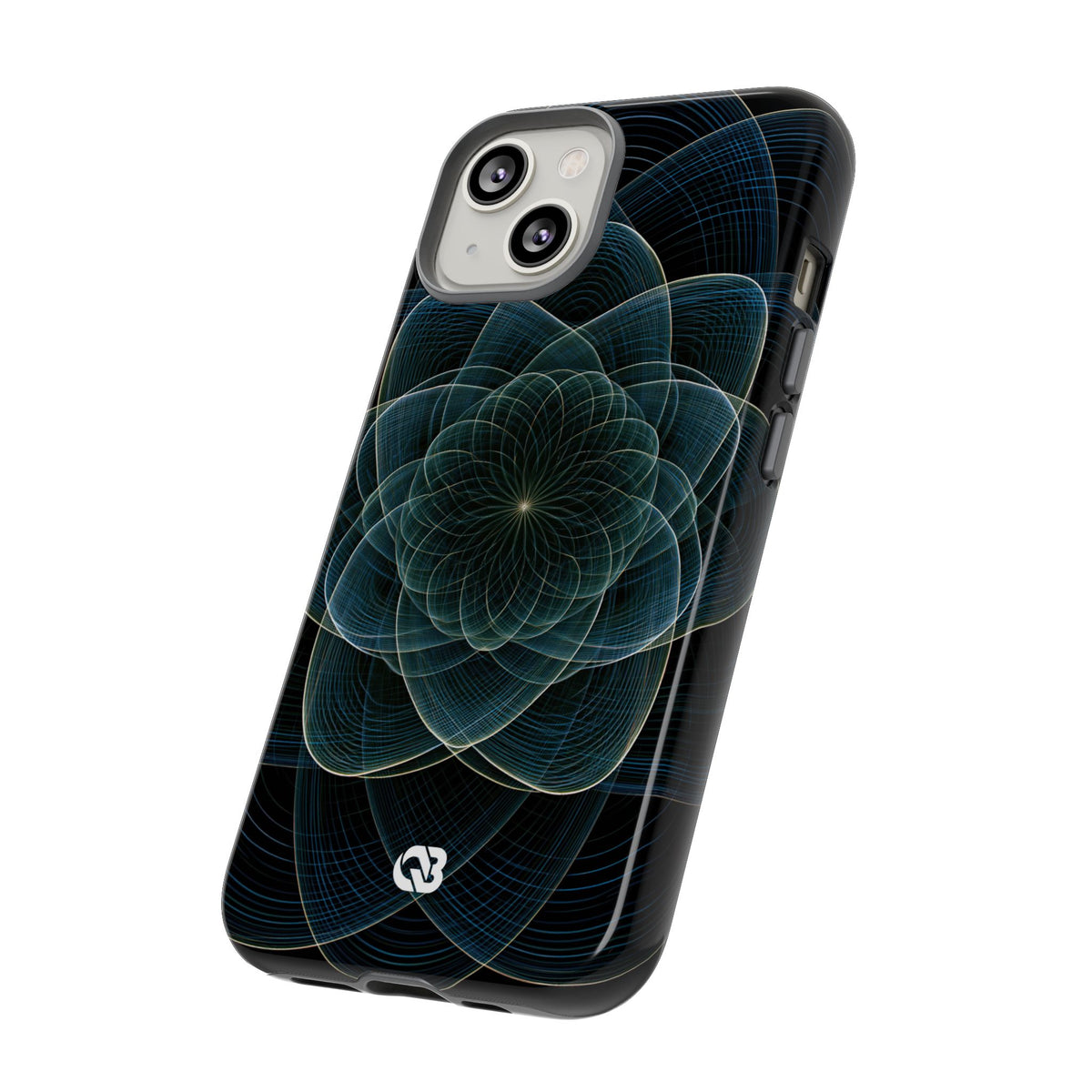 Blue Tough Phone Case for iPhone - Celestial Wireframe Bloom