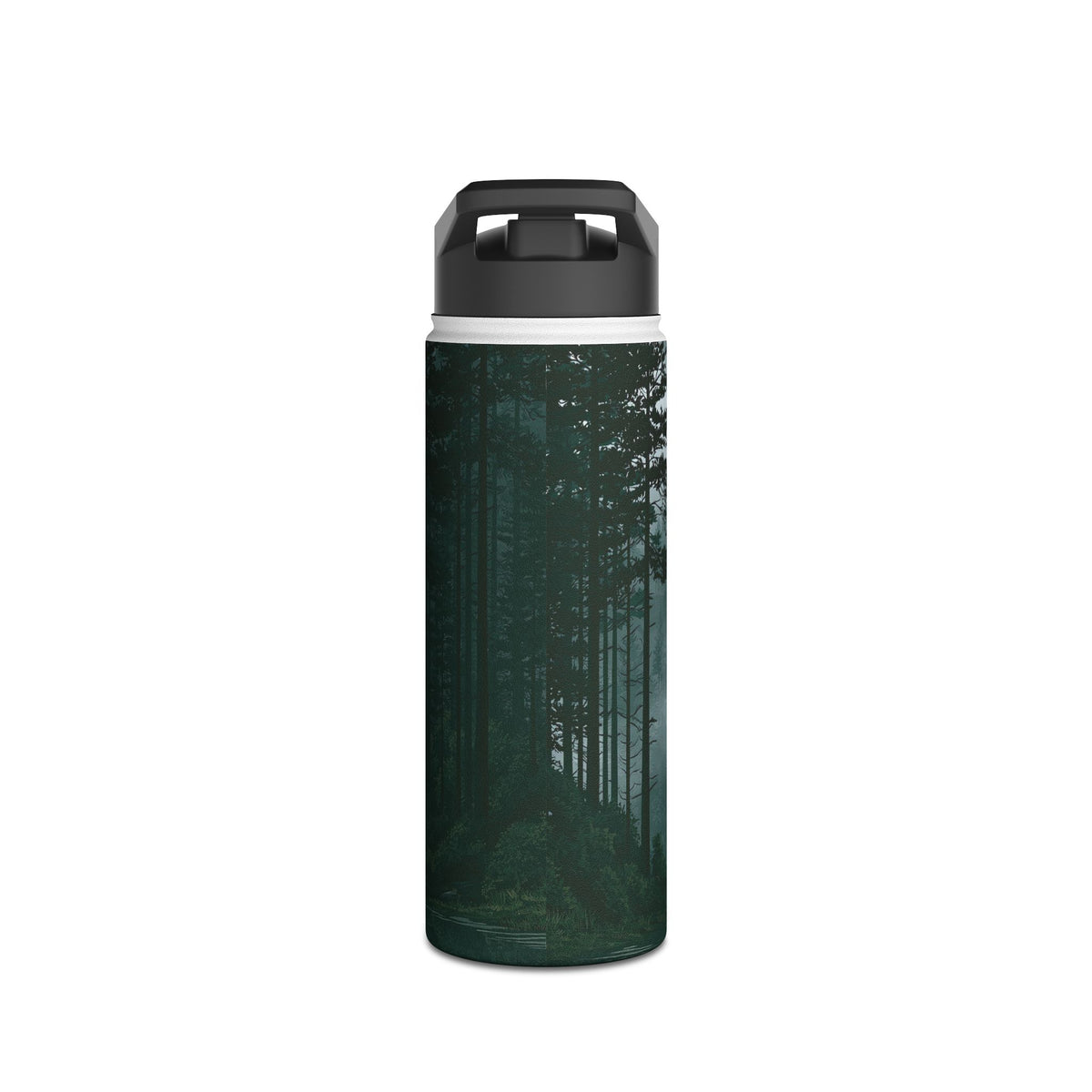 Misty Pine Reflections · Insulated Water Bottle · Green