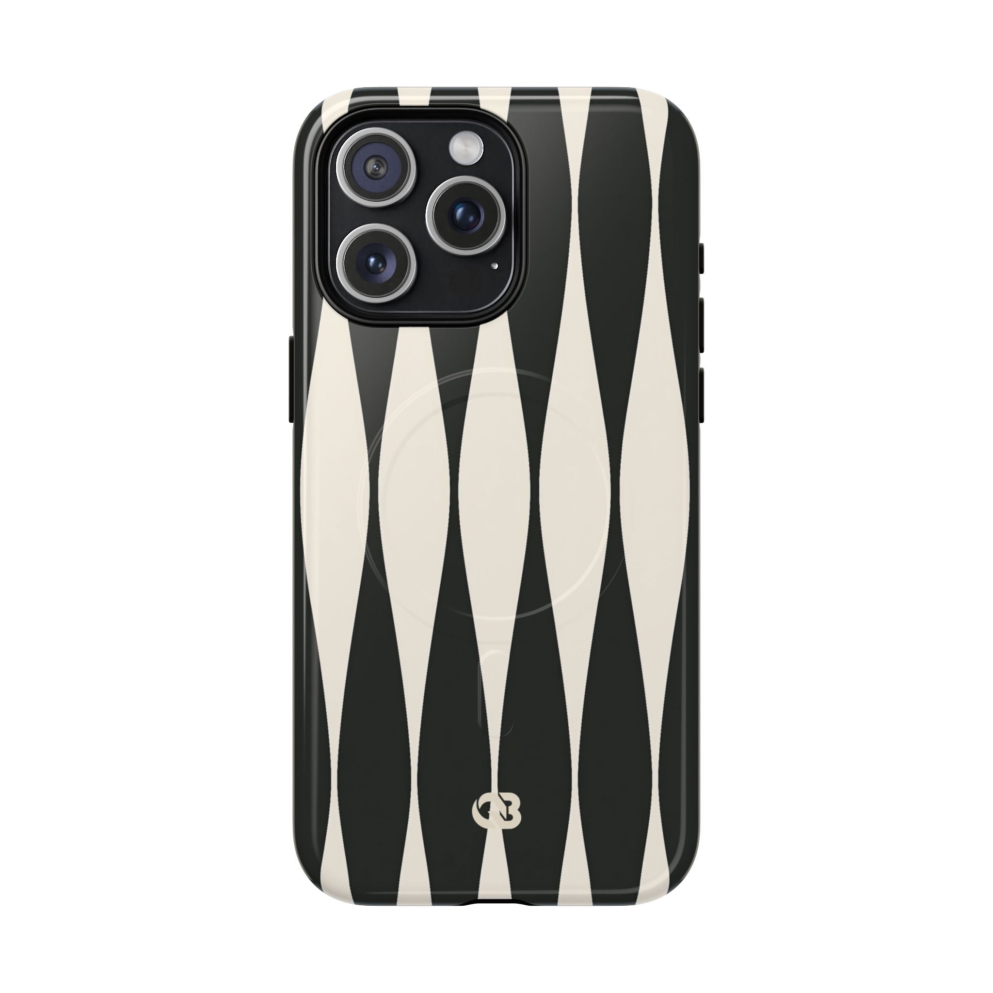 Black Tough 2.0 Magsafe Phone Case for iPhone - Ivory Spindle Grid