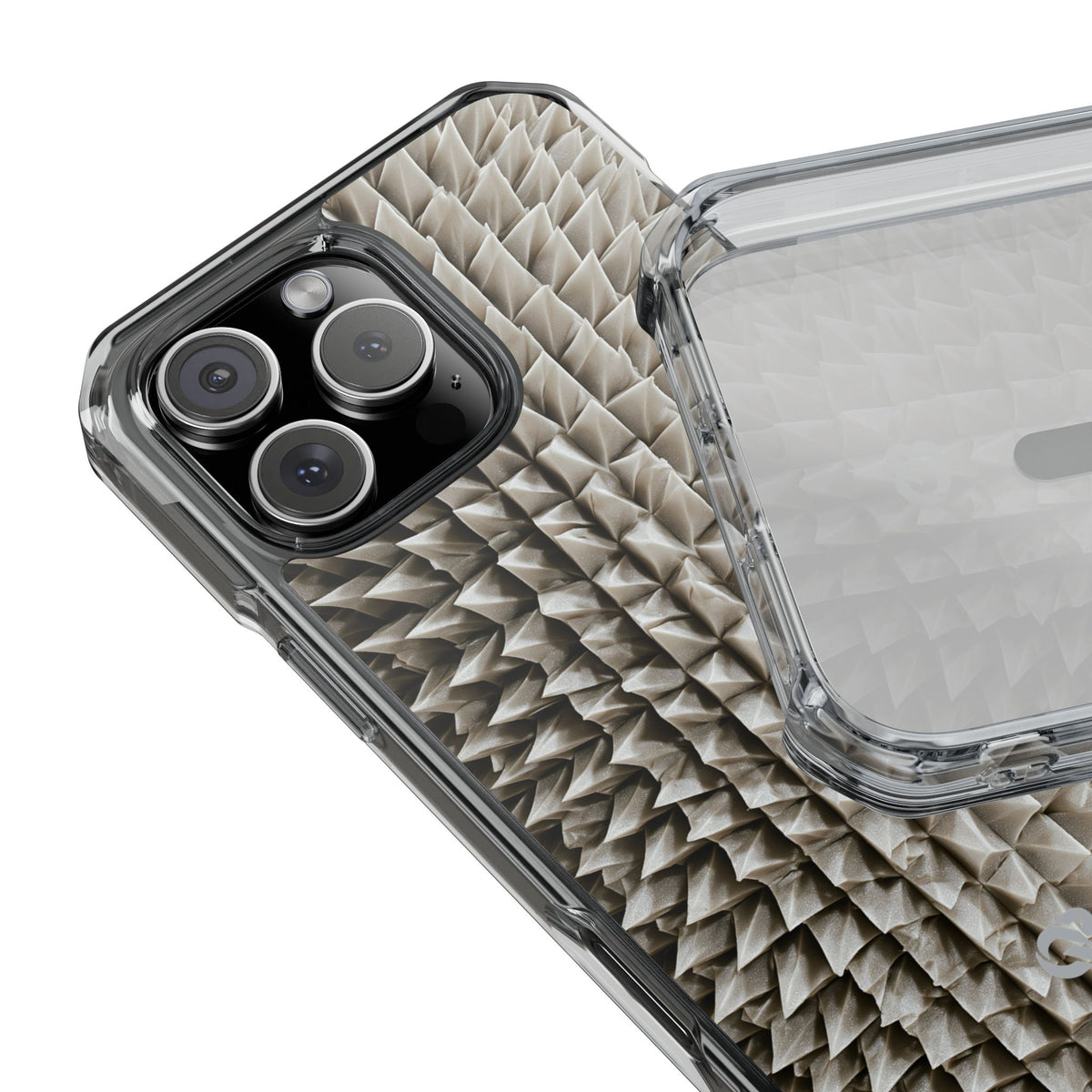 Beige Impact MagSafe Phone Case for iPhone - Bone Spiked Grid