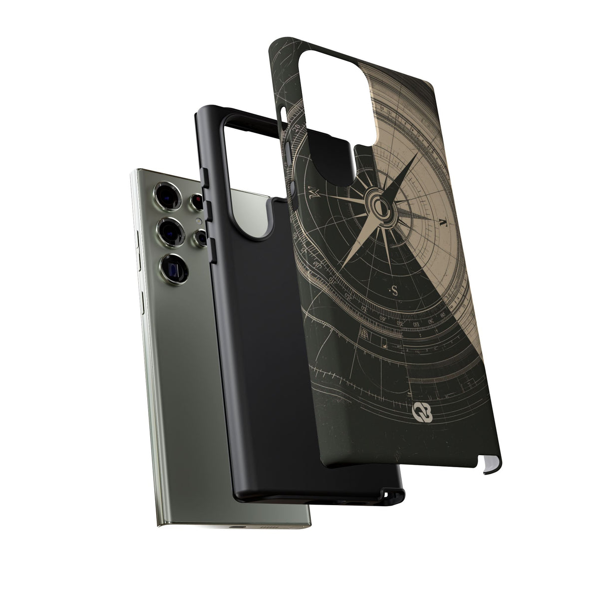 Beige Tough Phone Case for Samsung - Obsidian Nautical Blueprint