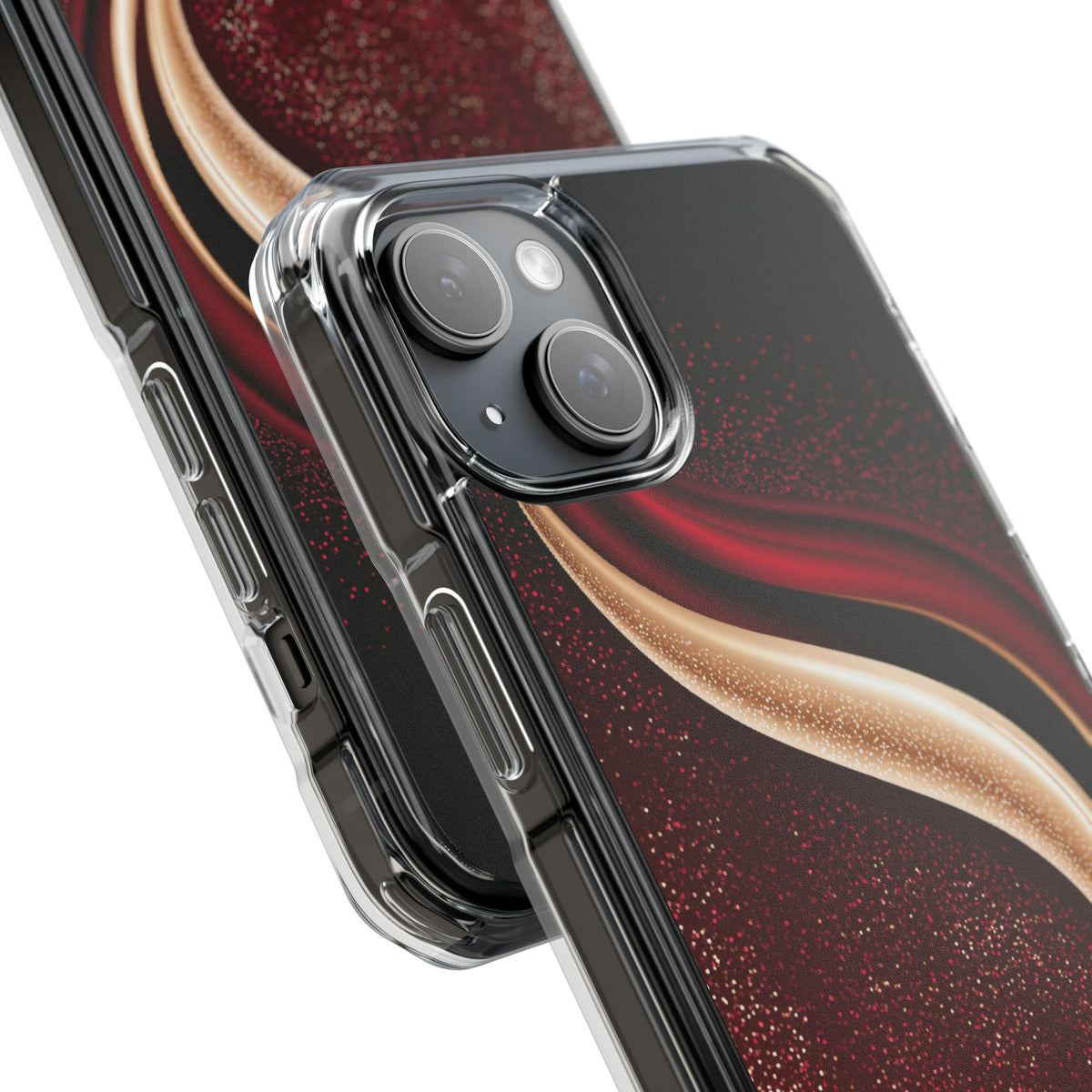 Gilded Crimson Flow · Clear Impact Magnetic Phone Case for iPhone · Red