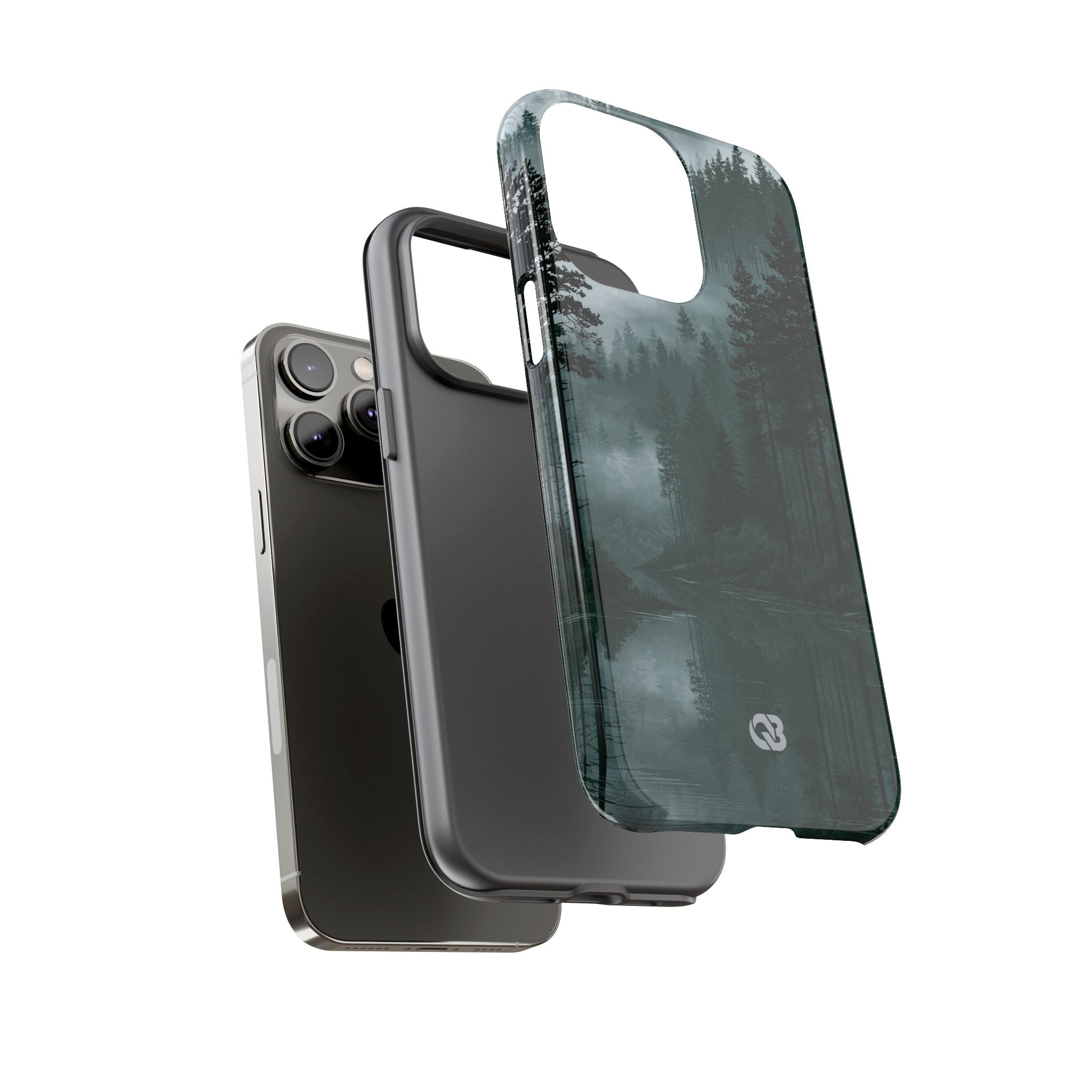 Green Tough Phone Case for iPhone - Misty Evergreen Mirror