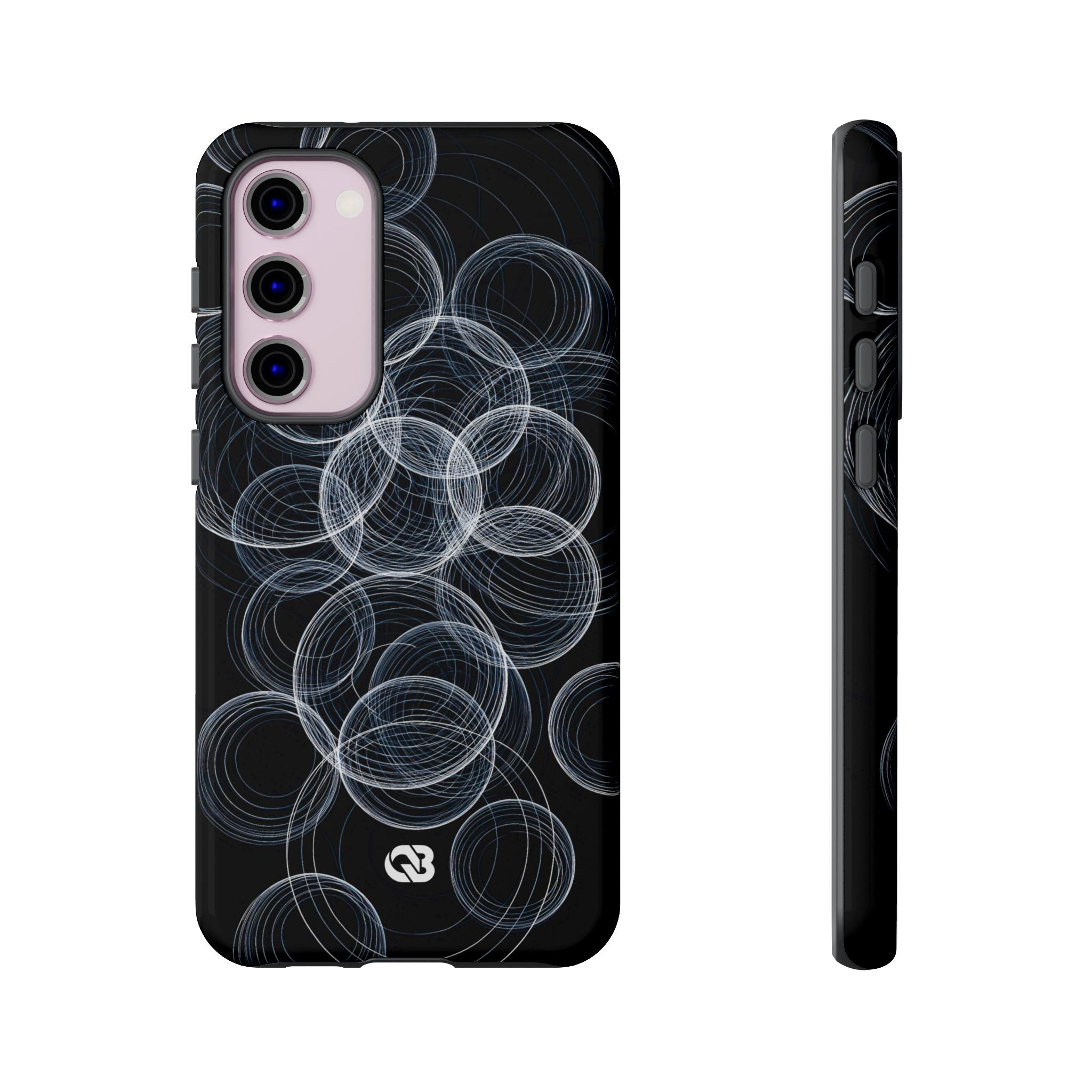 Black Tough Phone Case for Samsung - Frosted Ring Matrix