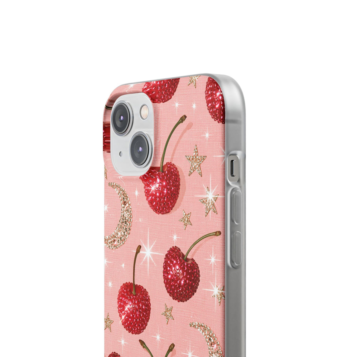 Bedazzled Ruby Cherries · Lite Phone Case for iPhone · Pink