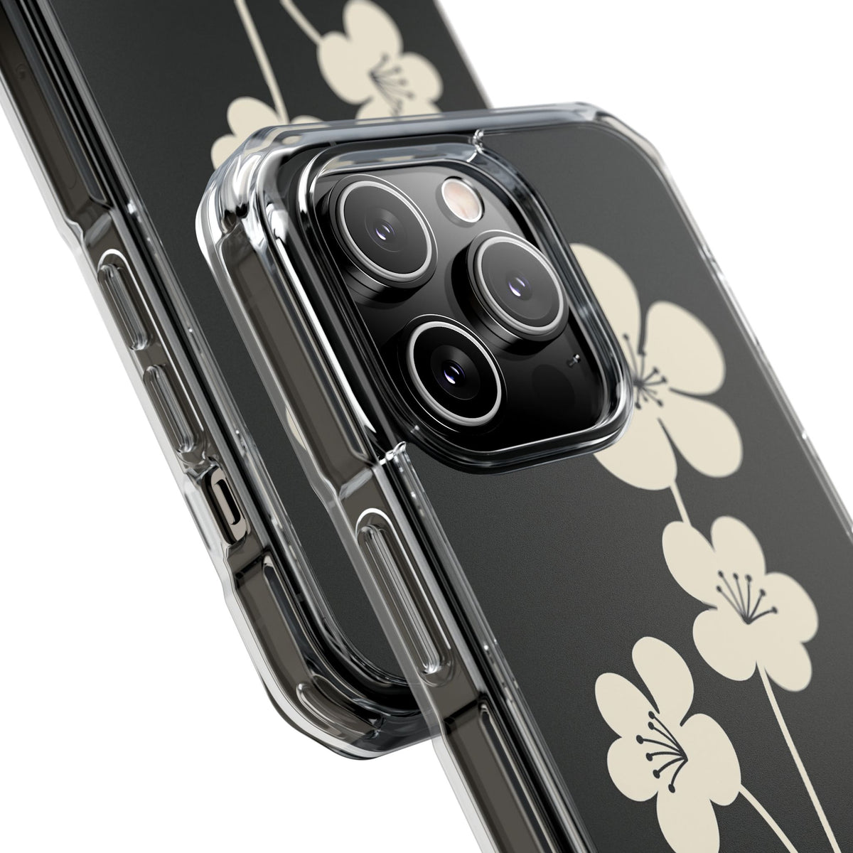 Nordic Blossom · Clear Impact Magnetic Phone Case for iPhone · Black