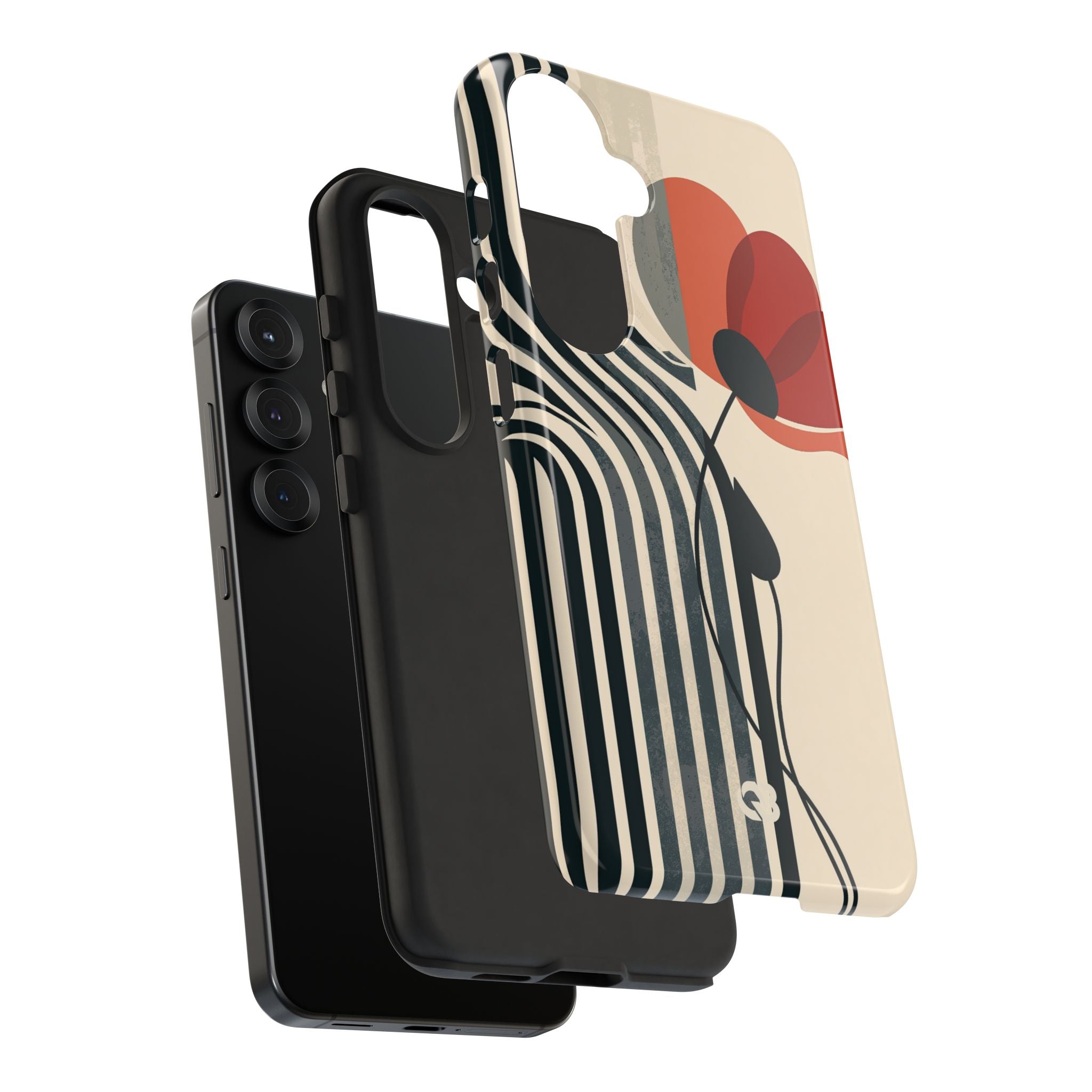 Beige Tough Phone Case for Samsung - Crimson Line Bloom