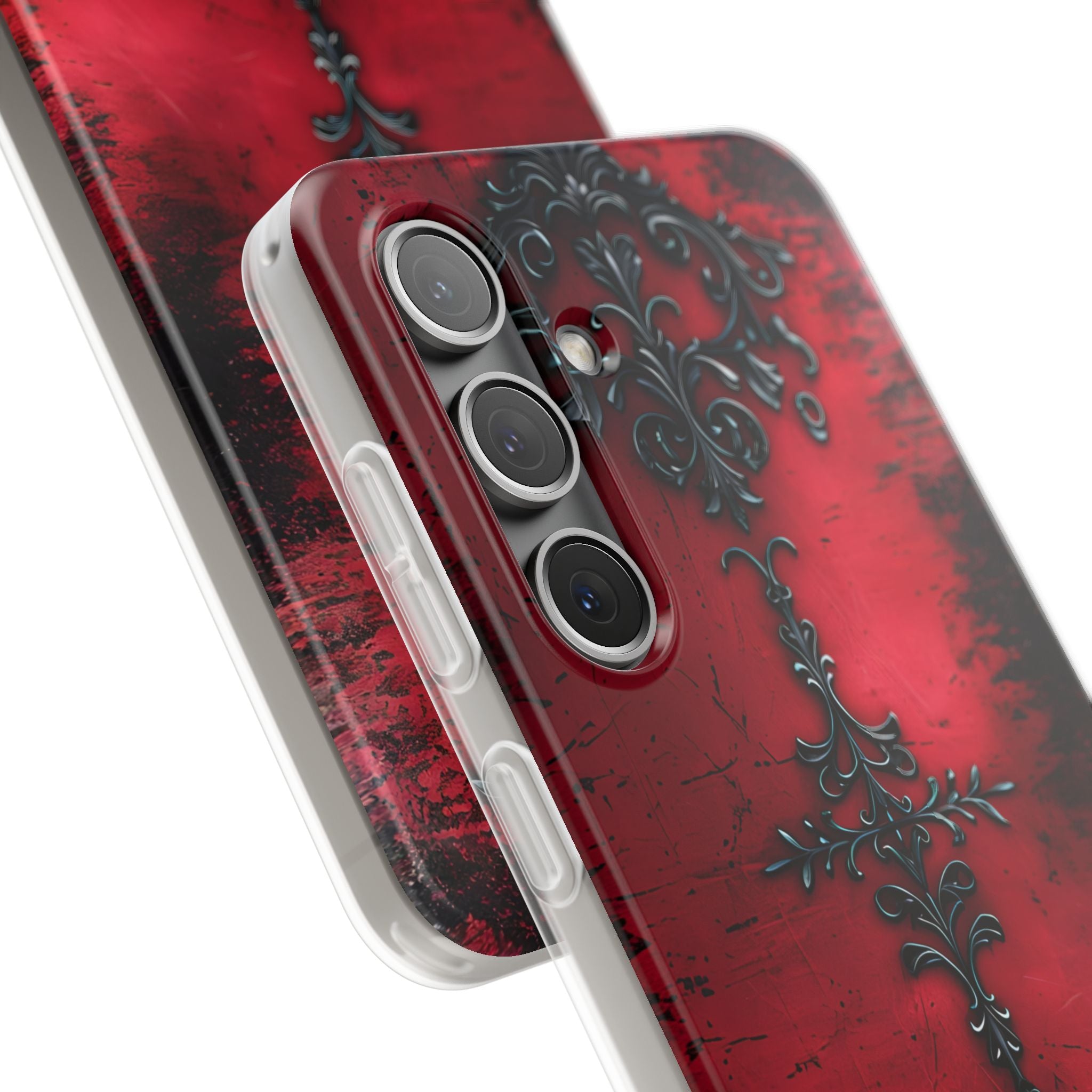 Crimson Gothic Filigree · Soft Phone Case for Samsung