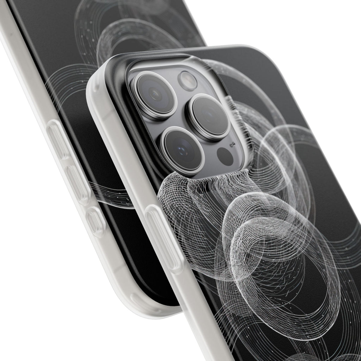 Black Lite Phone Case for iPhone - Kinetic Wireframe Orbit