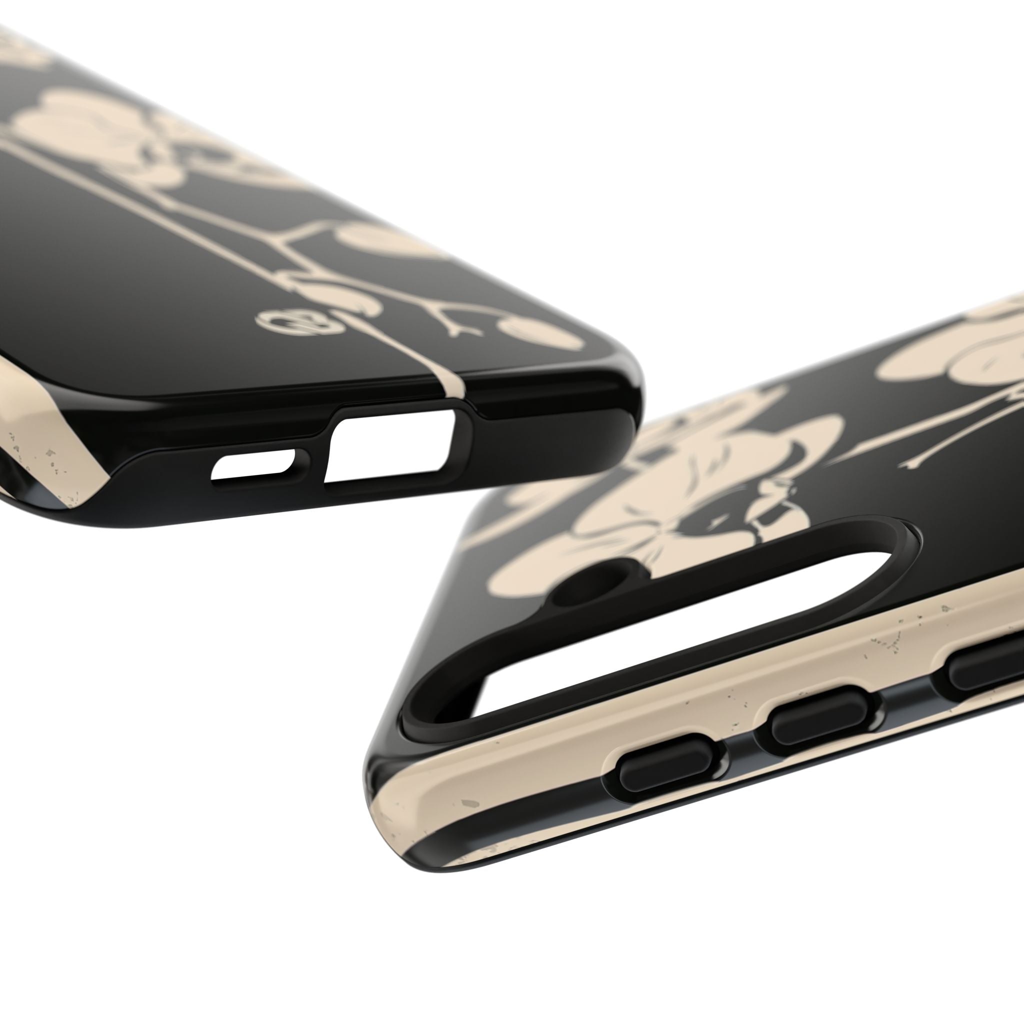 Black Tough Phone Case for Samsung - Obsidian Bone Orchid