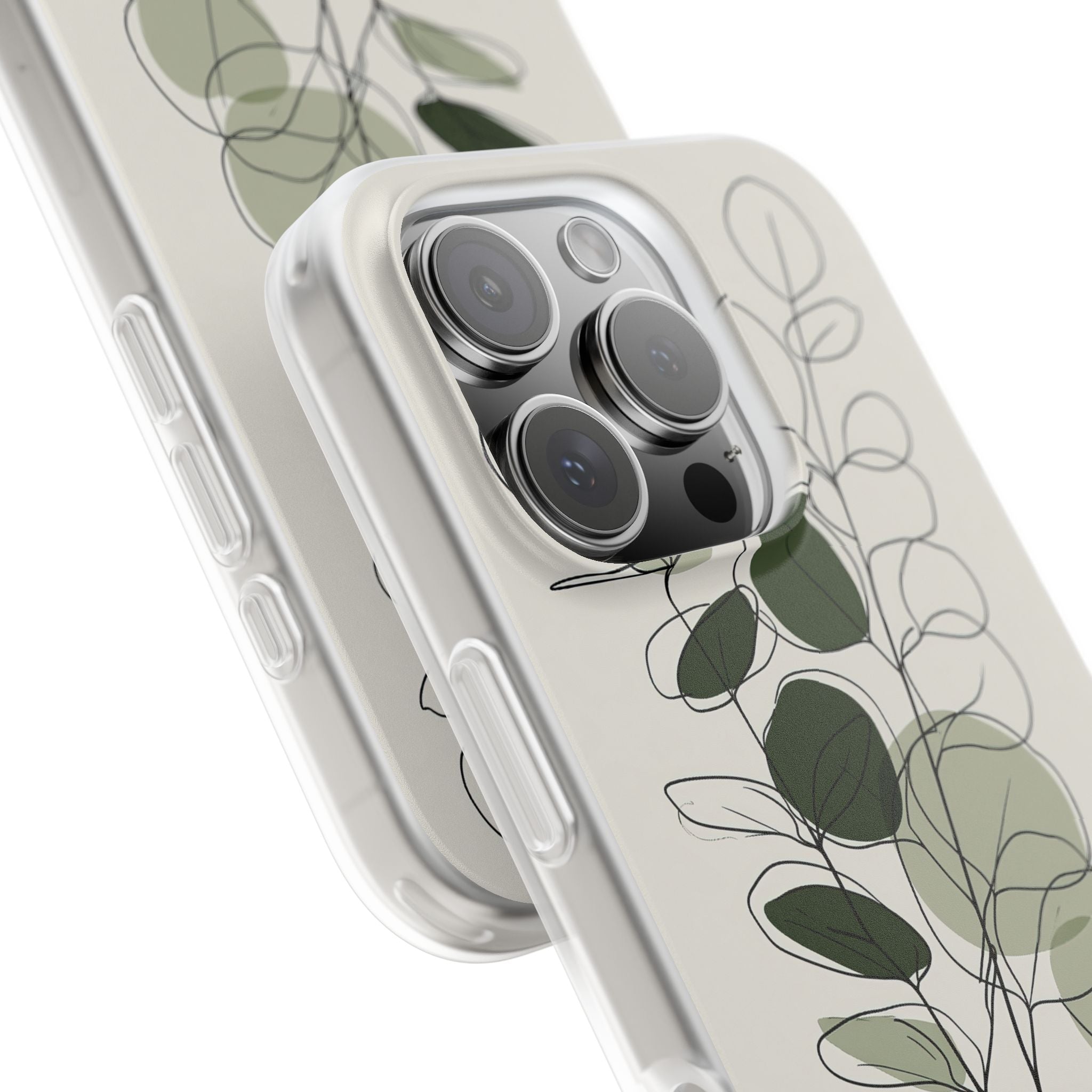 Green Lite Phone Case for iPhone - Muted Eucalyptus Sketch