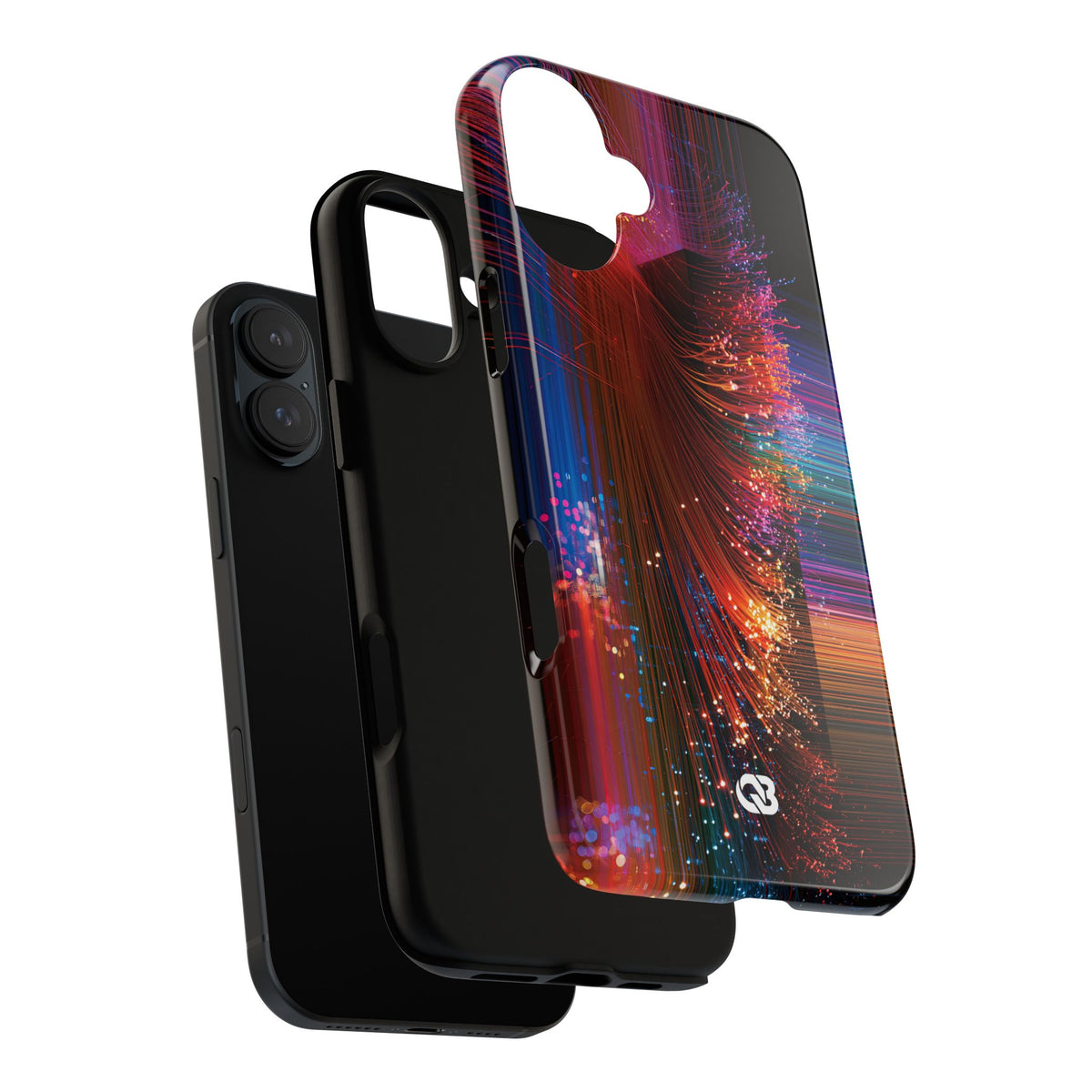Black Tough Phone Case for iPhone - Cyber Optic Streak