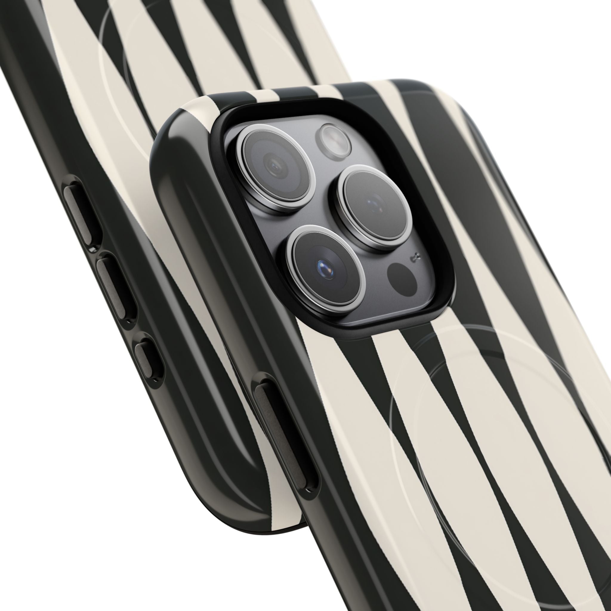 Black Tough 2.0 Magsafe Phone Case for iPhone - Ivory Spindle Grid