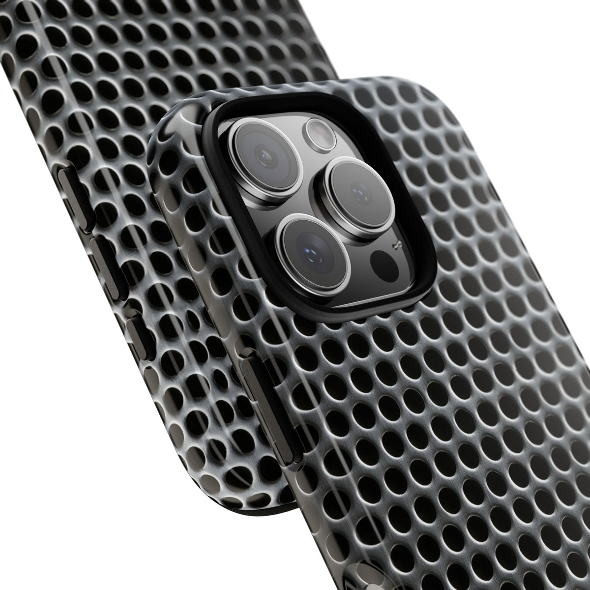 Brushed Perforated Steel · Tough Phone Case for iPhone · Silver