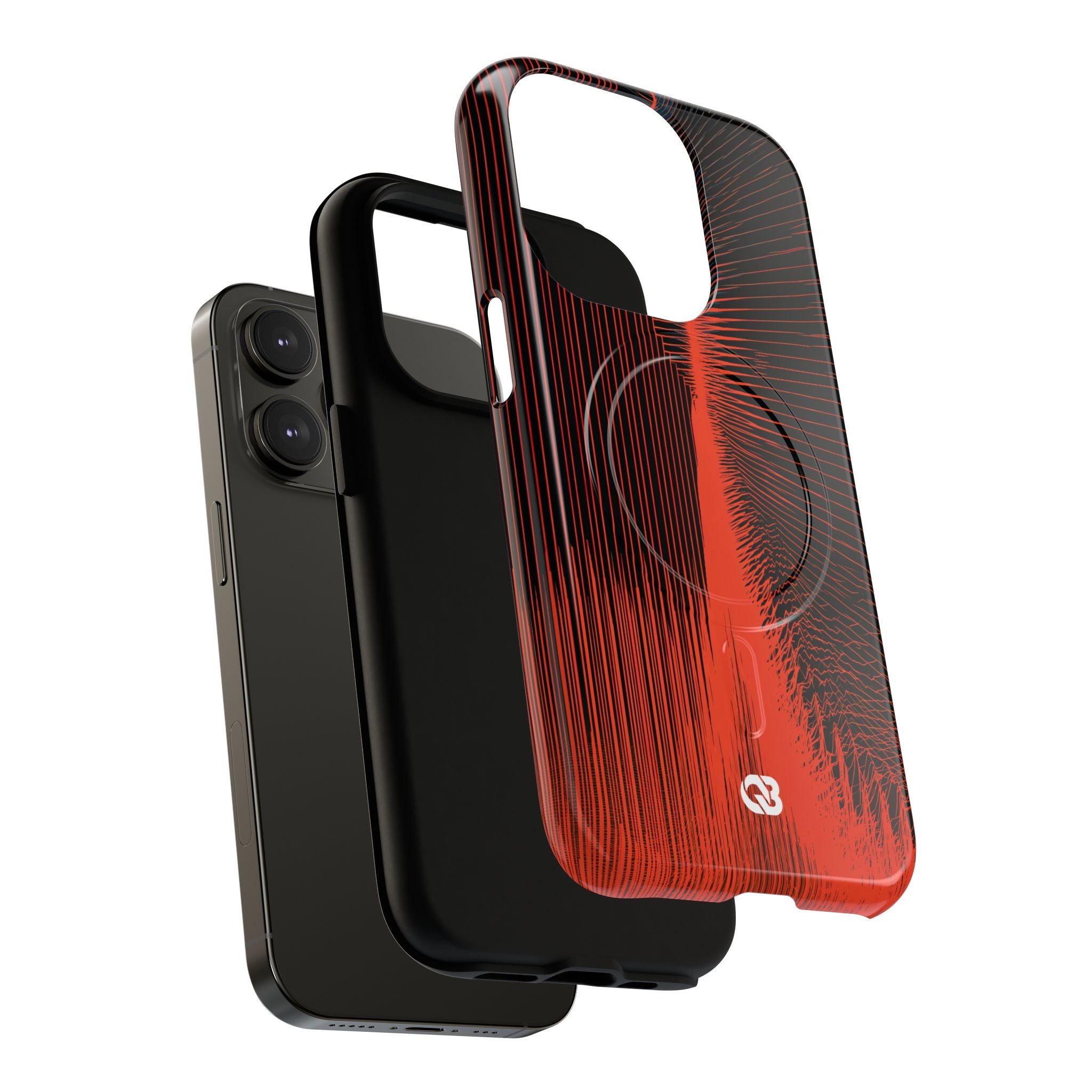 Red Tough 2.0 Magsafe Phone Case for iPhone - Crimson Frequency Pulse