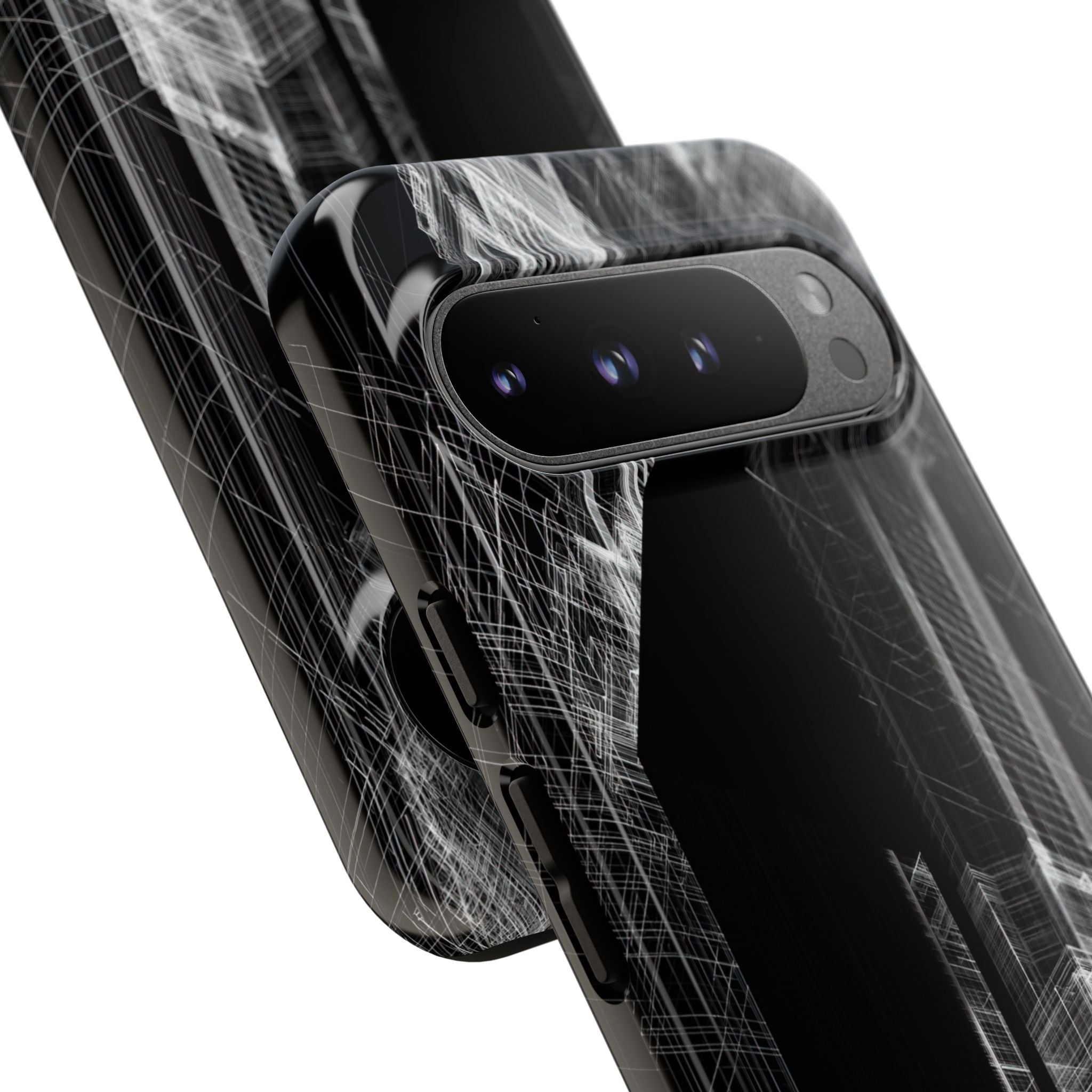 Black Tough Phone Case for Google Pixel - Ghost Urban Wireframe