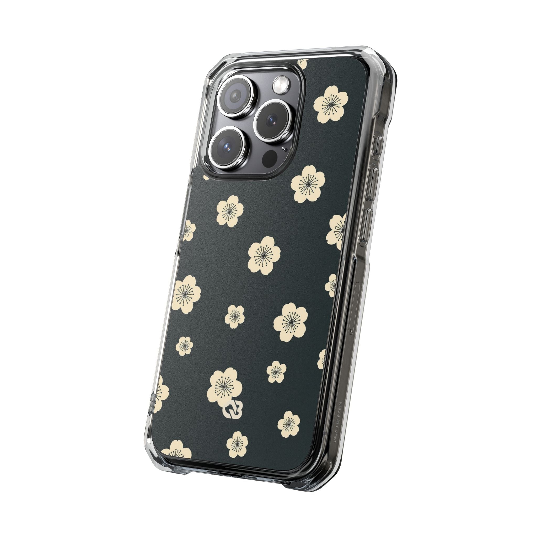 Teal Impact MagSafe Phone Case for iPhone - Obsidian Cream Petals
