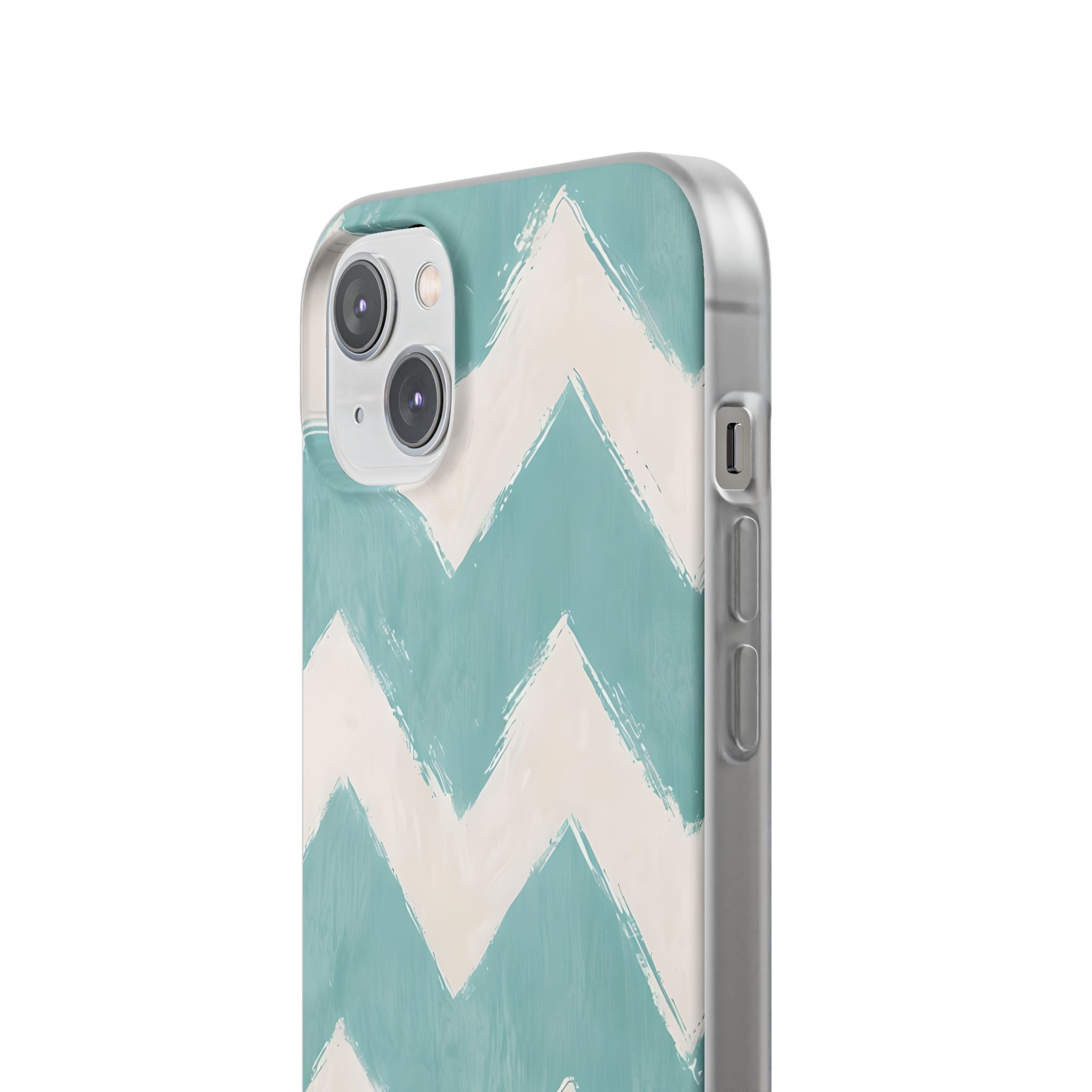 Teal Painted Chevron · Soft Phone Case for iPhone