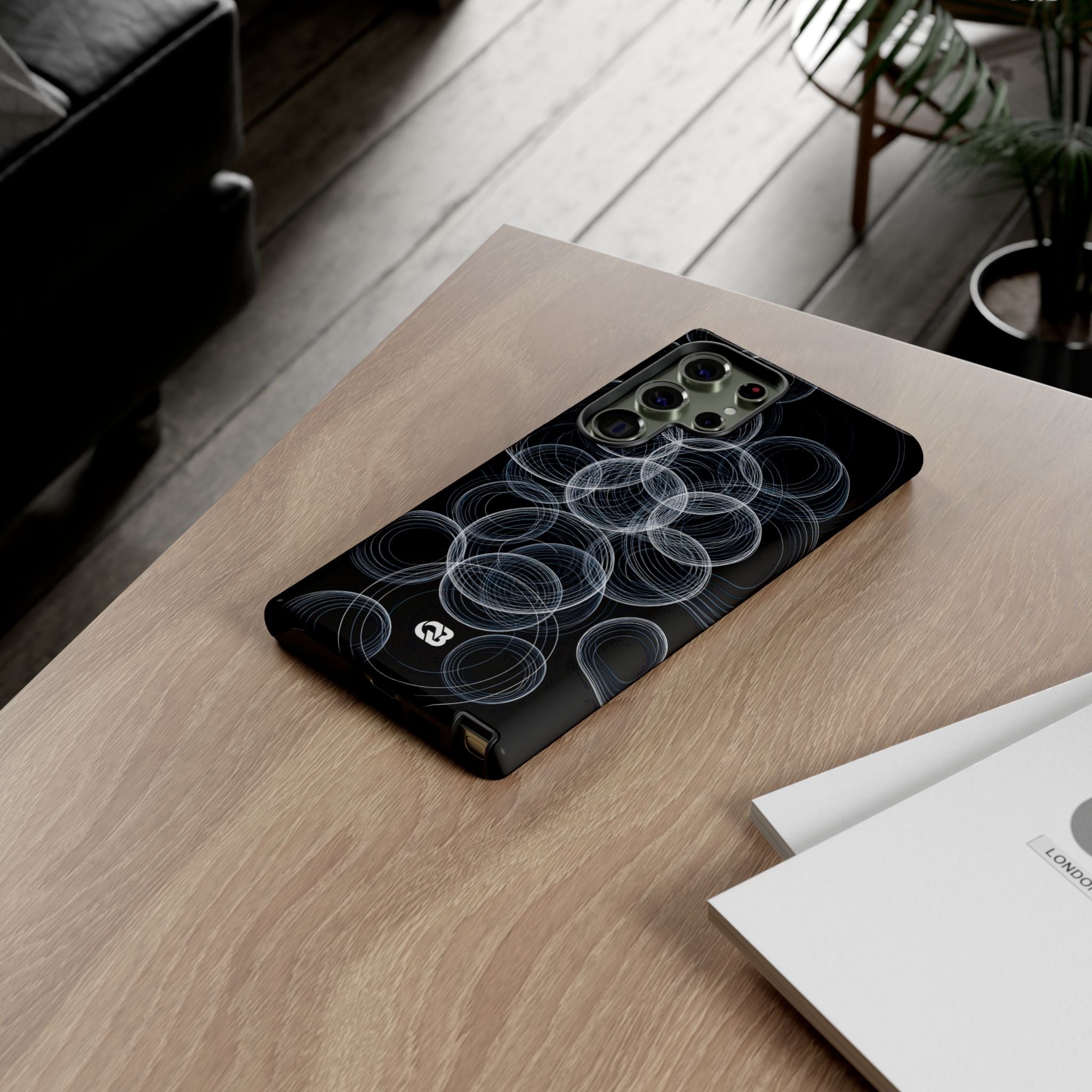 Black Tough Phone Case for Samsung - Frosted Ring Matrix