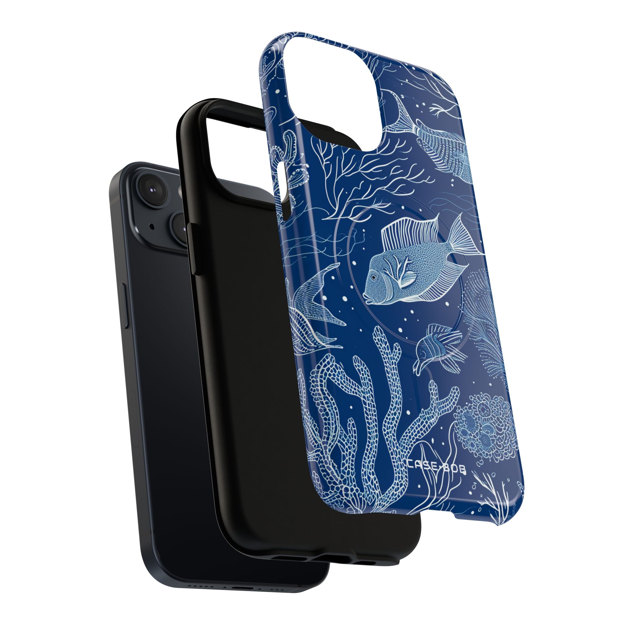 Navy Scale Reef iPhone 14 Case - Tough+