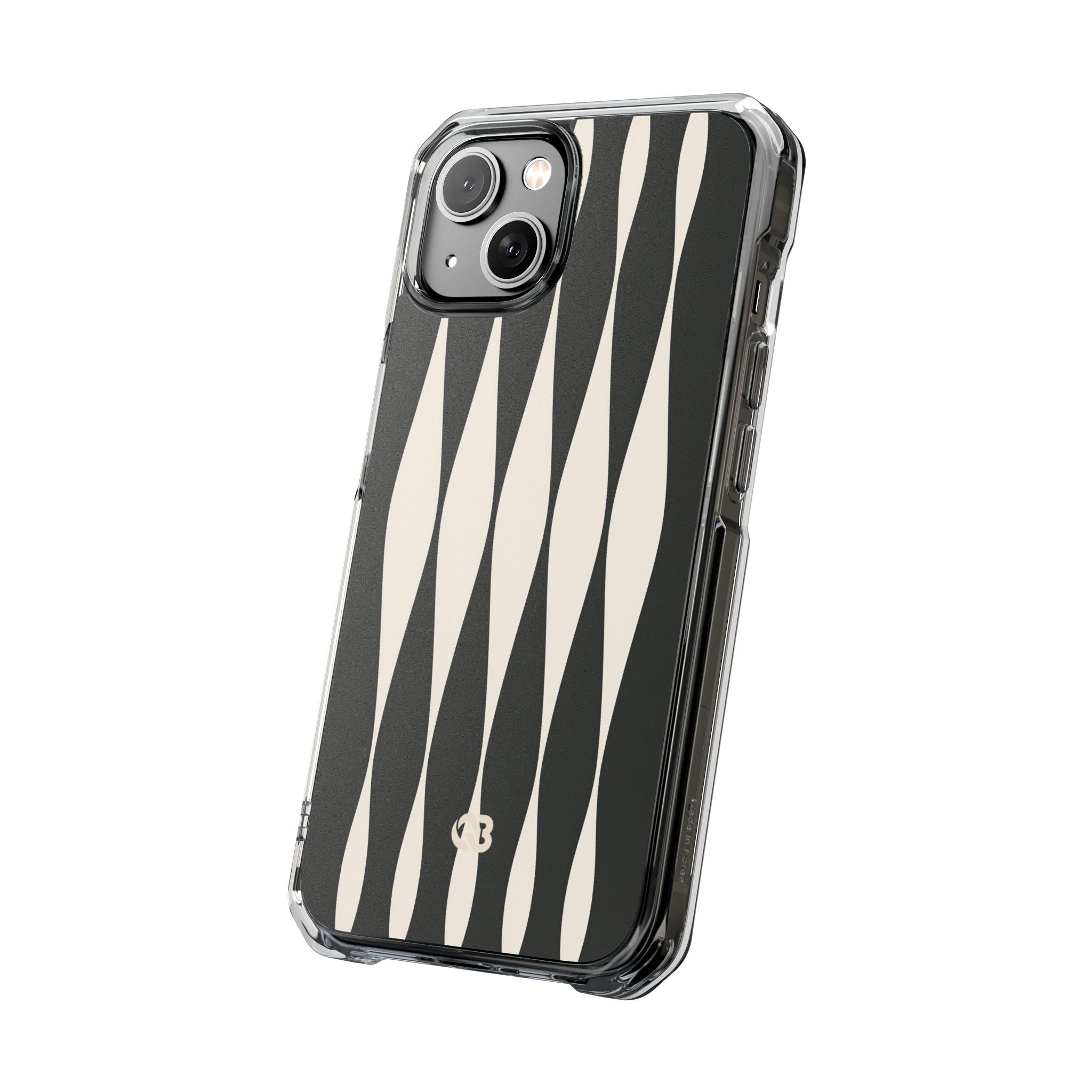 Black Impact MagSafe Phone Case for iPhone - Ivory Spindle Grid