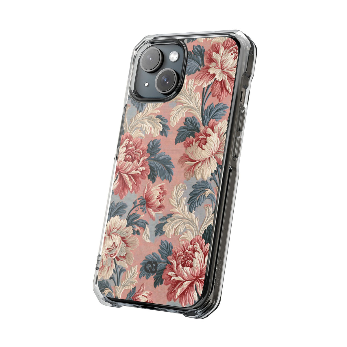 Blush Peony Jacquard · Clear Impact Magnetic Phone Case for iPhone · Pink
