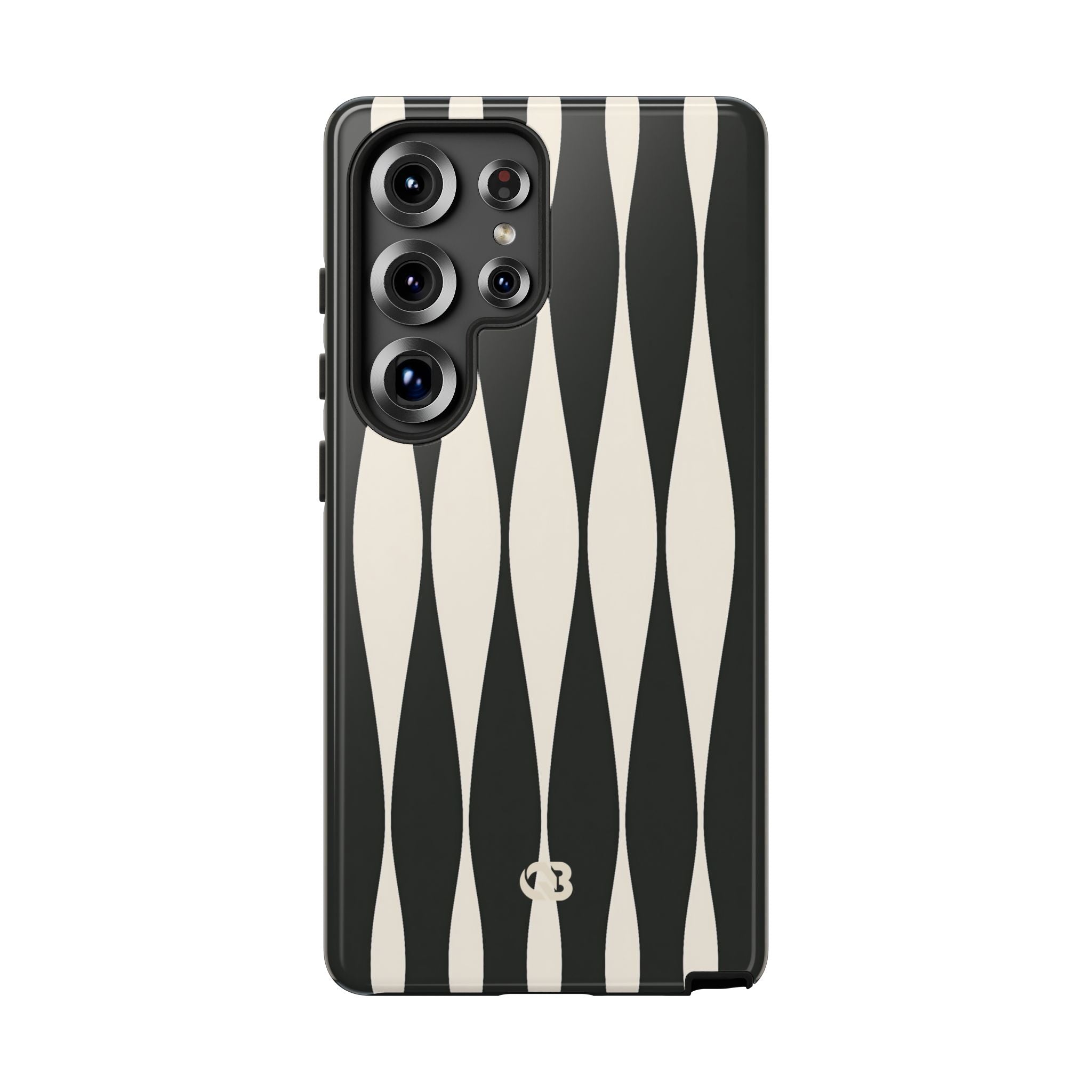 Black Tough Phone Case for Samsung - Ivory Spindle Grid