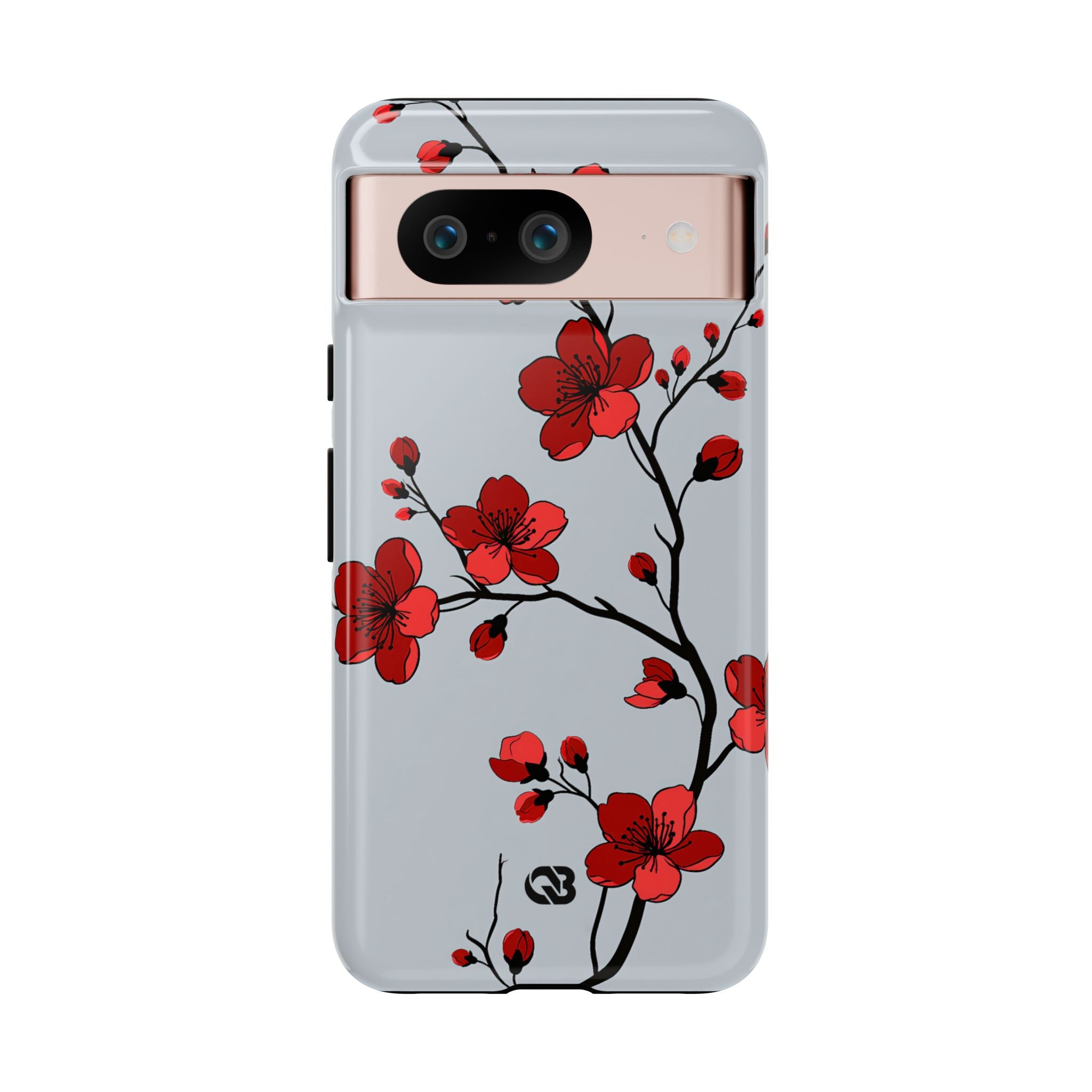 Grey Tough Phone Case for Google Pixel - Crimson Blossom Onyx
