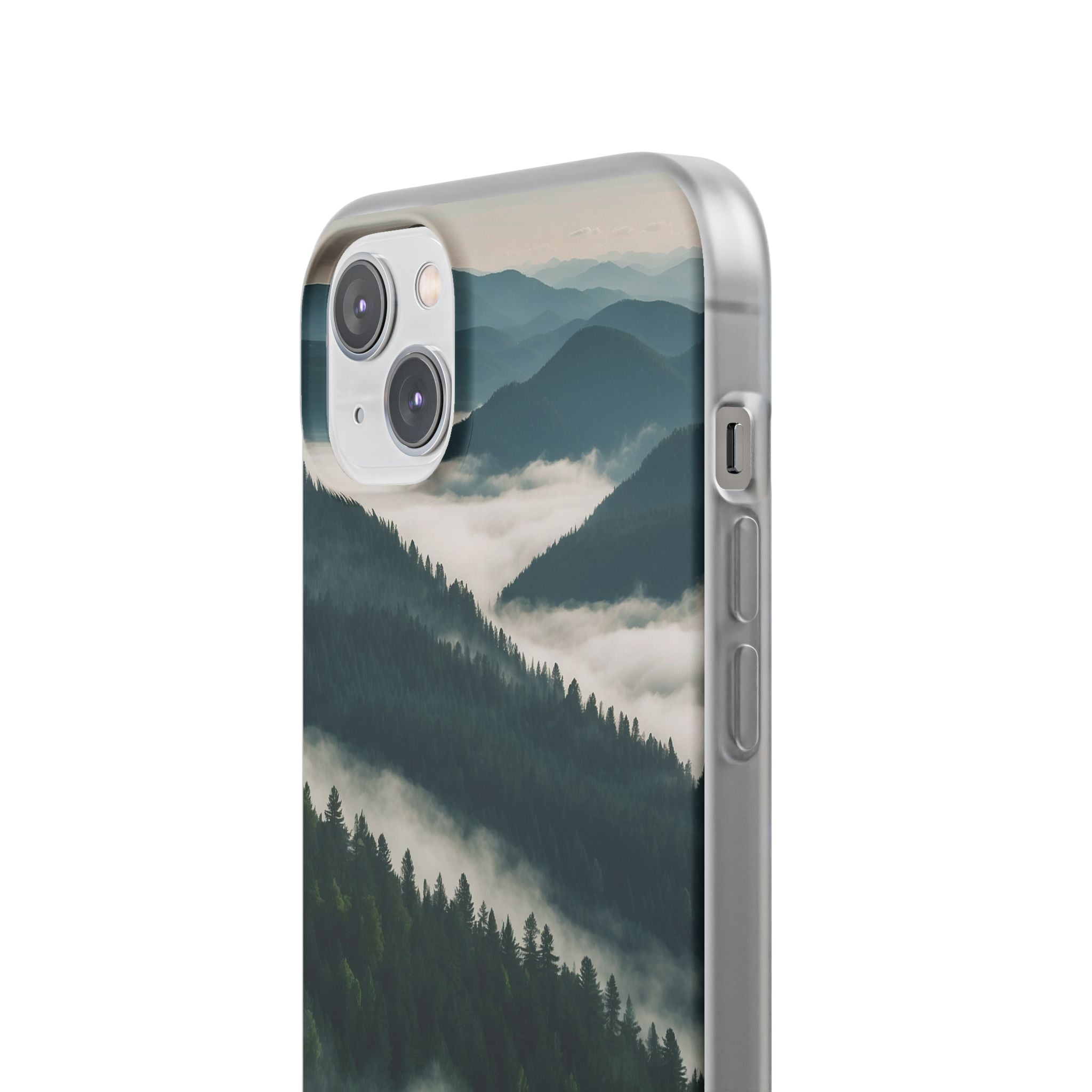 Misty Pine Peaks · Soft Hoesje voor iPhone
