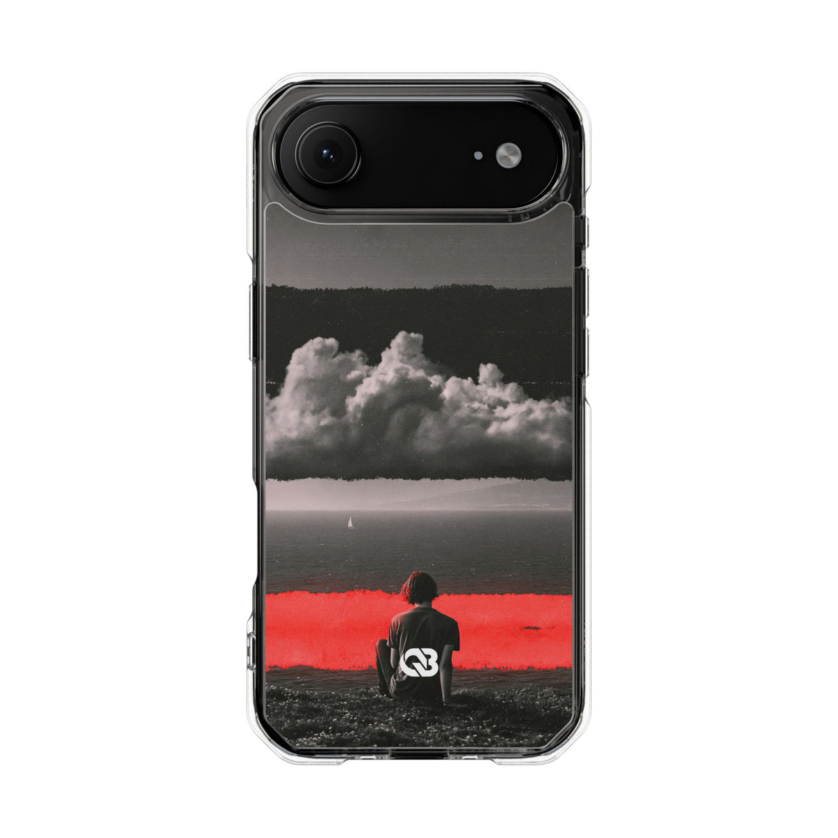 Crimson Horizon · Clear Impact Magnetic Phone Case for iPhone · Black