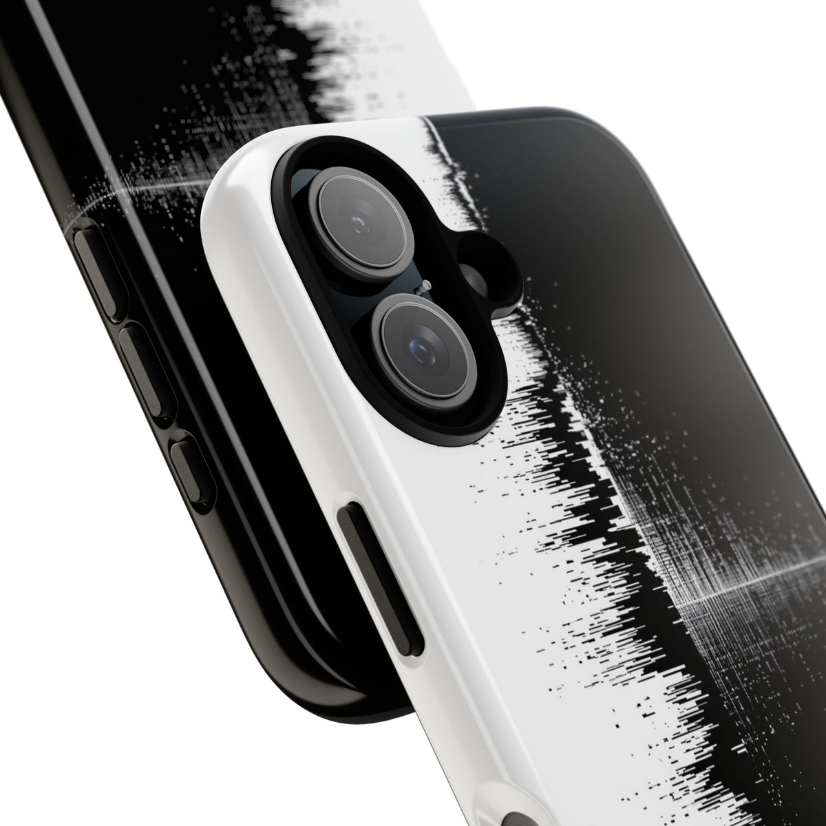 Black Tough Phone Case for iPhone - Static Signal Split