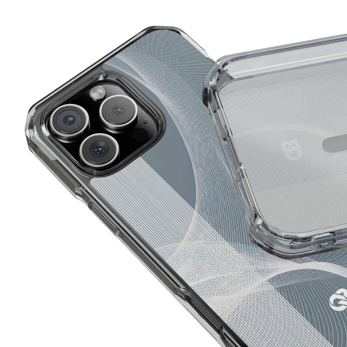 Slate Contour Drift · Clear Impact Magnetic Phone Case for iPhone · Grey