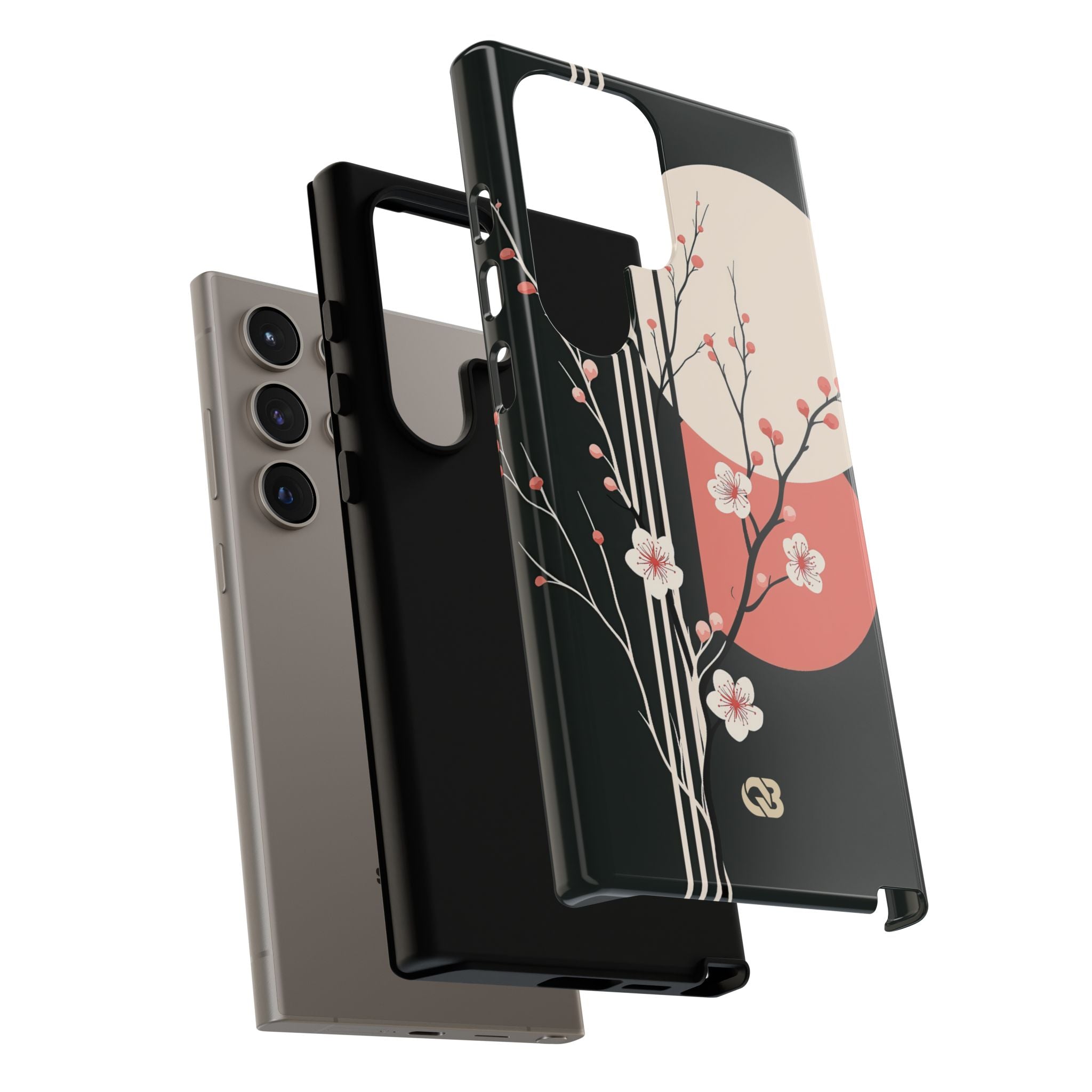 Black Tough Phone Case for Samsung - Kyoto Midnight Blossom