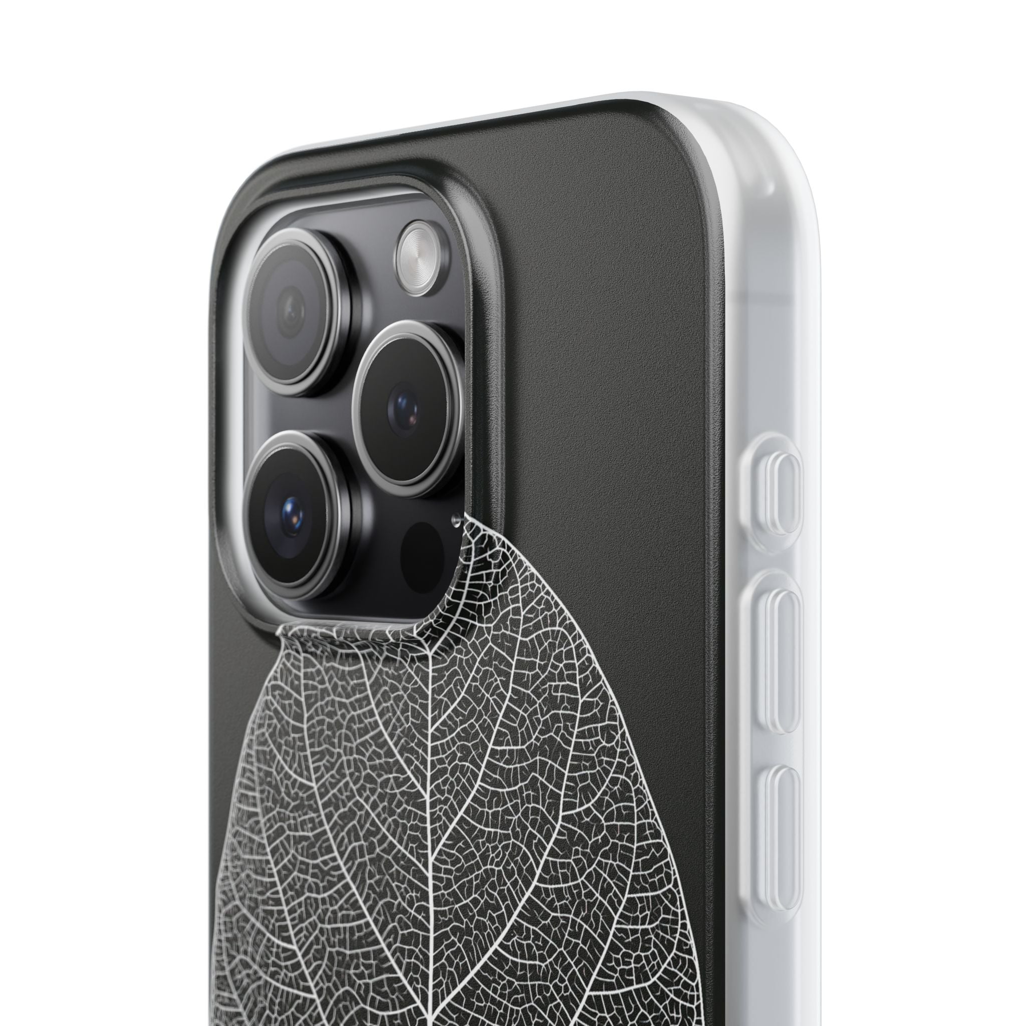Black Lite Phone Case for iPhone - Bleached Leaf Lattice
