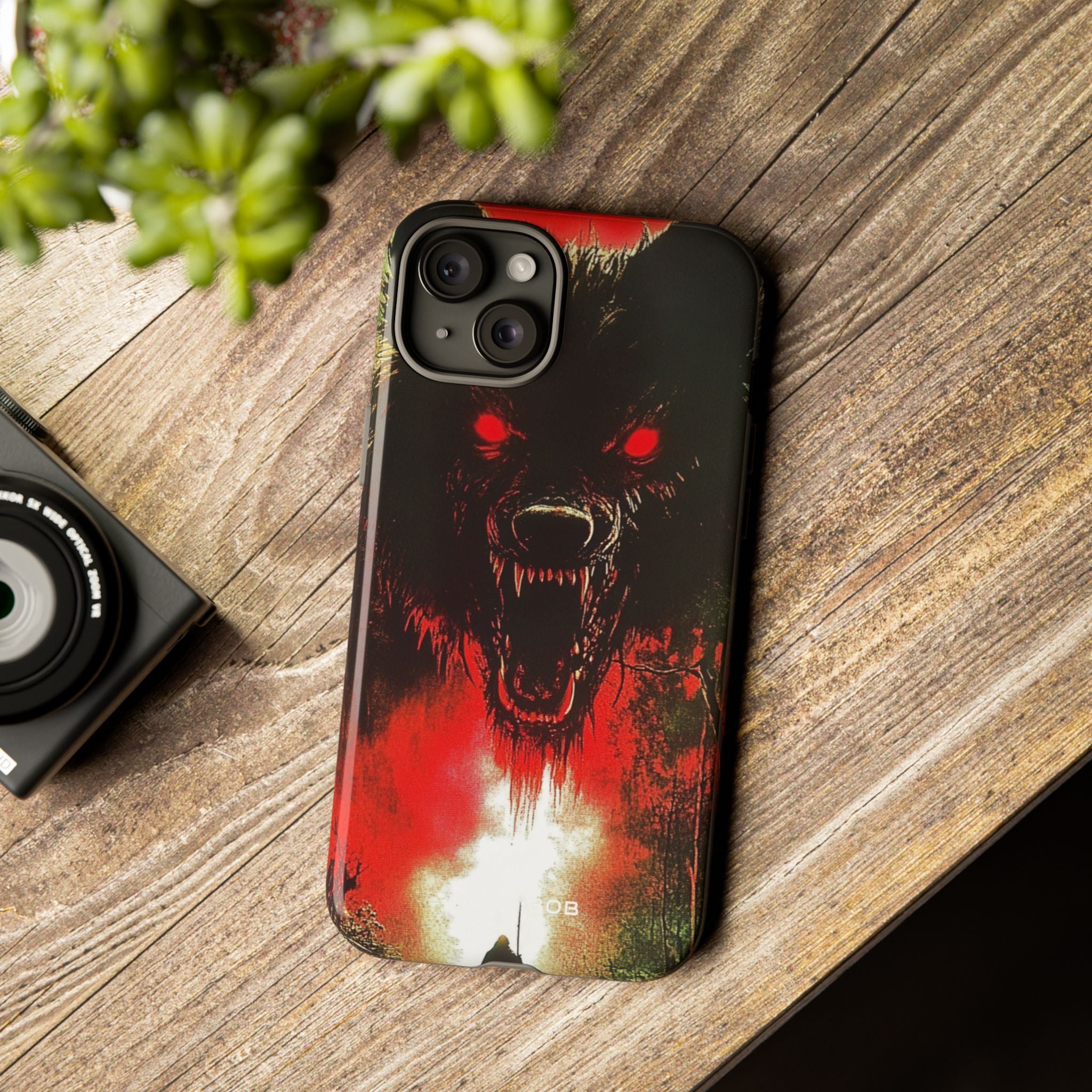 Crimson Wolf iPhone 15 Plus Case - Tough